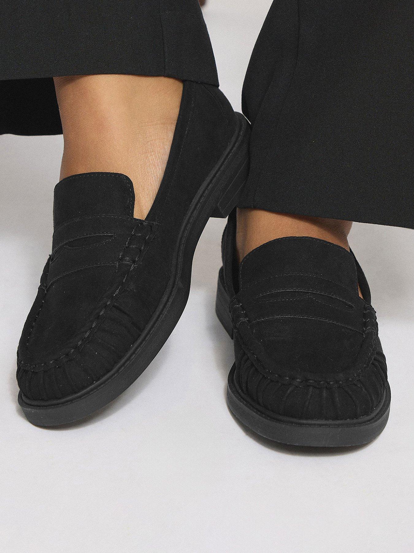 Yours Extra Wide Fit Ruched Loafers - Black