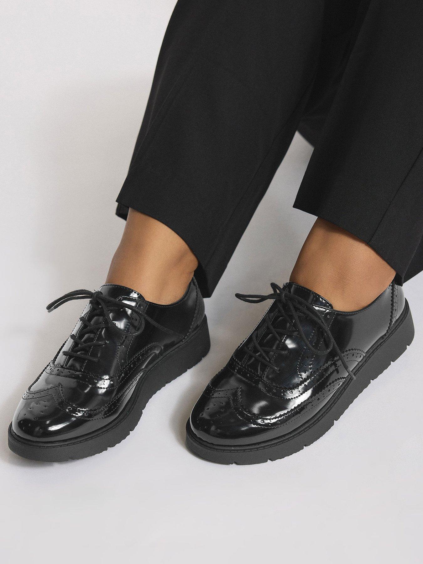 Image 1 of 4 of Yours Extra Wide Fit Lace Up Brogues - Black
