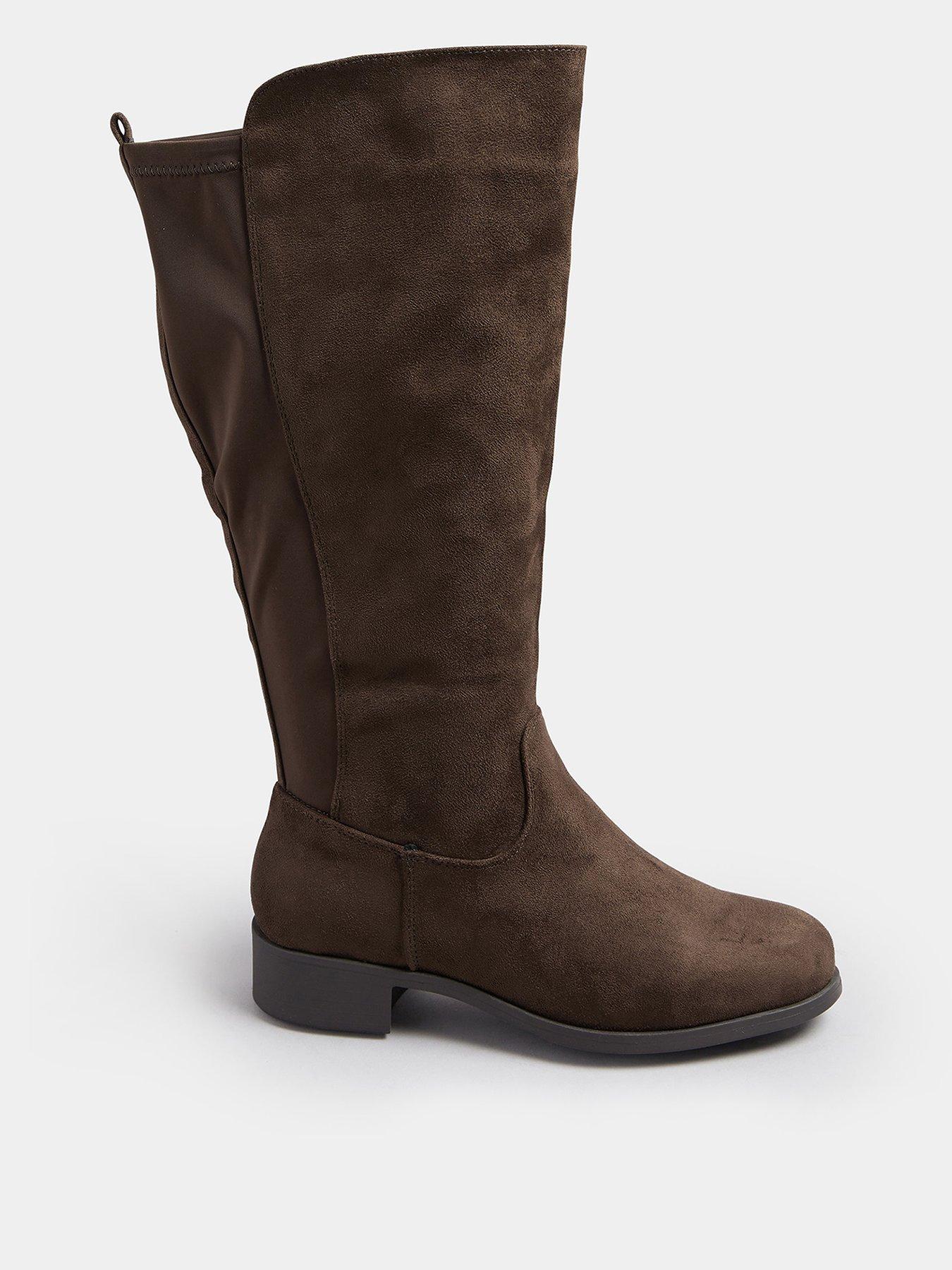 Yours Extra Wide Fit Stretch Knee High Boot - Brown