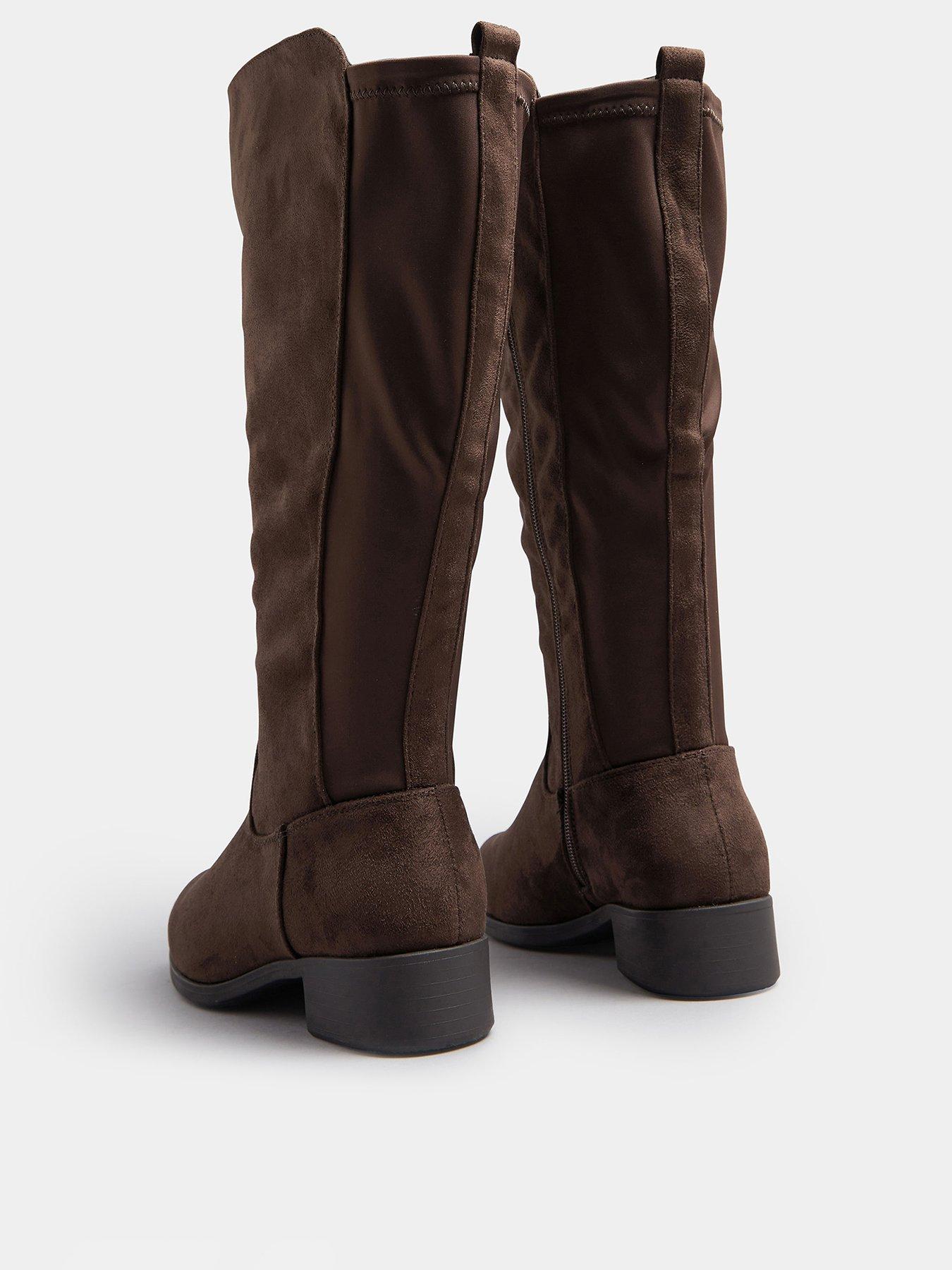 Image 3 of 4 of Yours Extra Wide Fit Stretch Knee High Boot - Brown