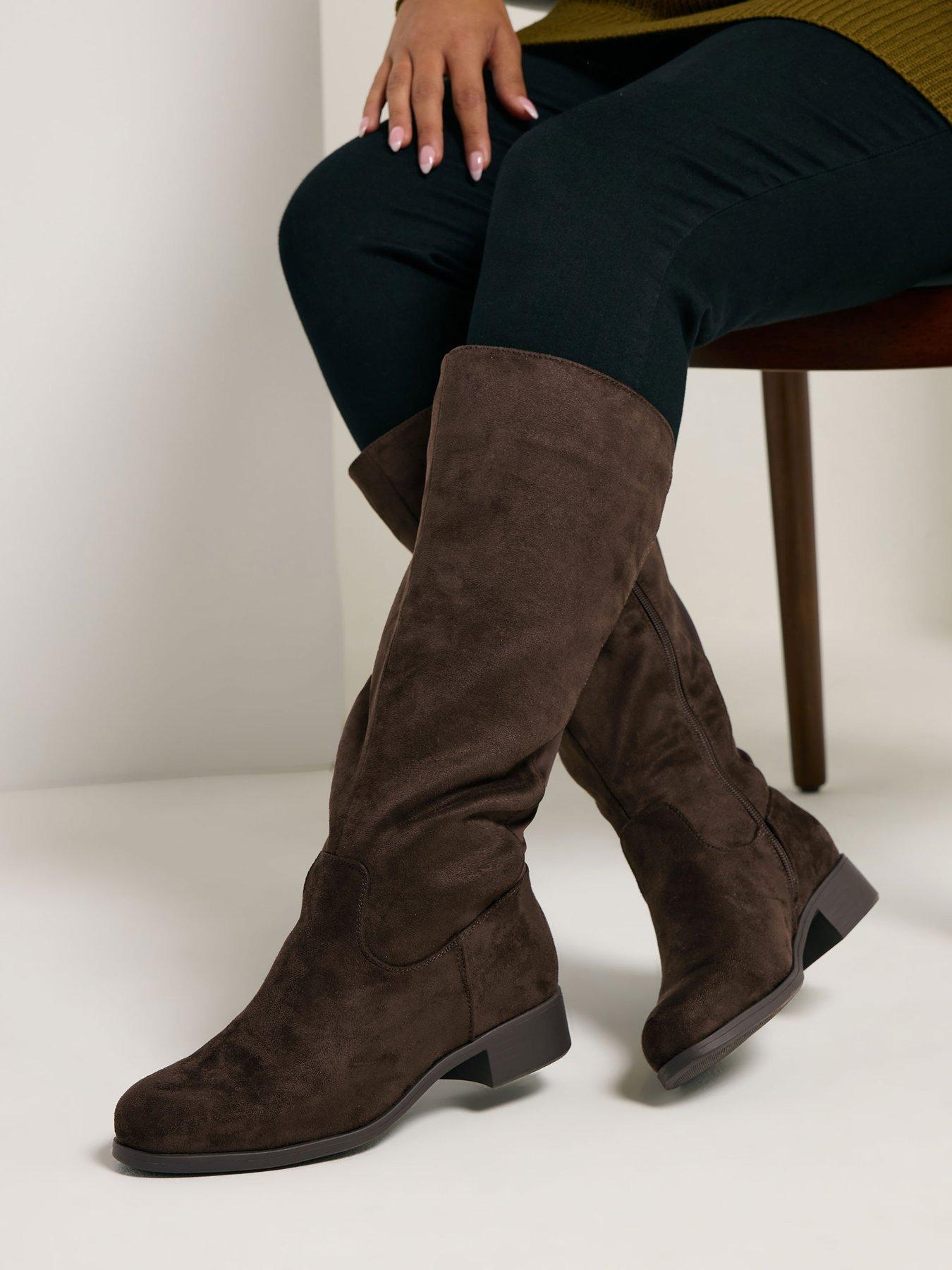 Image 4 of 4 of Yours Extra Wide Fit Stretch Knee High Boot - Brown