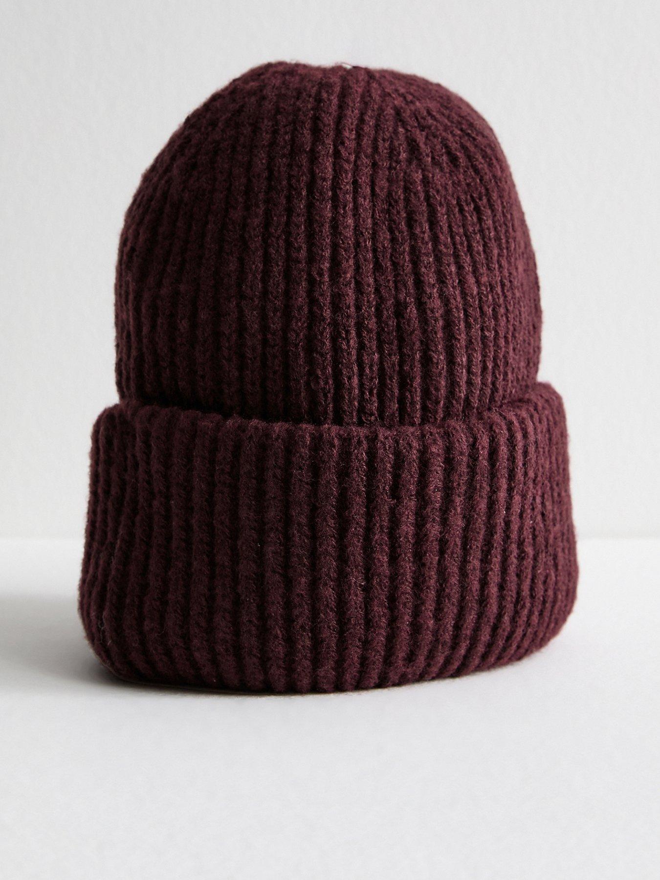 new-look-dark-burgundy-chunky-ribbed-knit-beanie