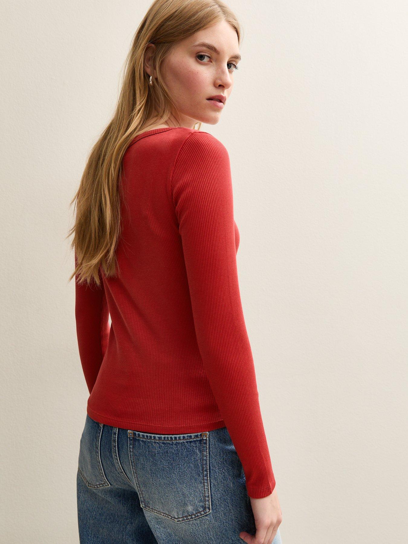 new-look-red-scoop-neck-long-sleeve-ribbed-topstillFront
