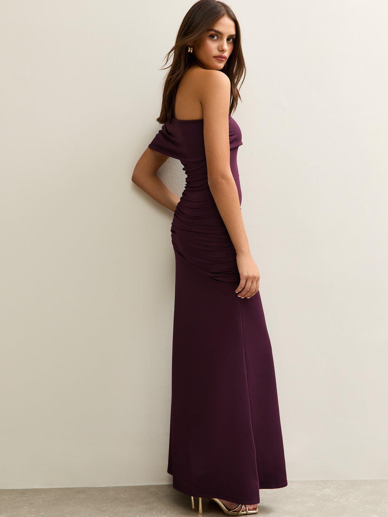 Burgundy New Look Maxi New Look Dark Burgundy One Shoulder Ruched Maxi  Dress Very Ireland