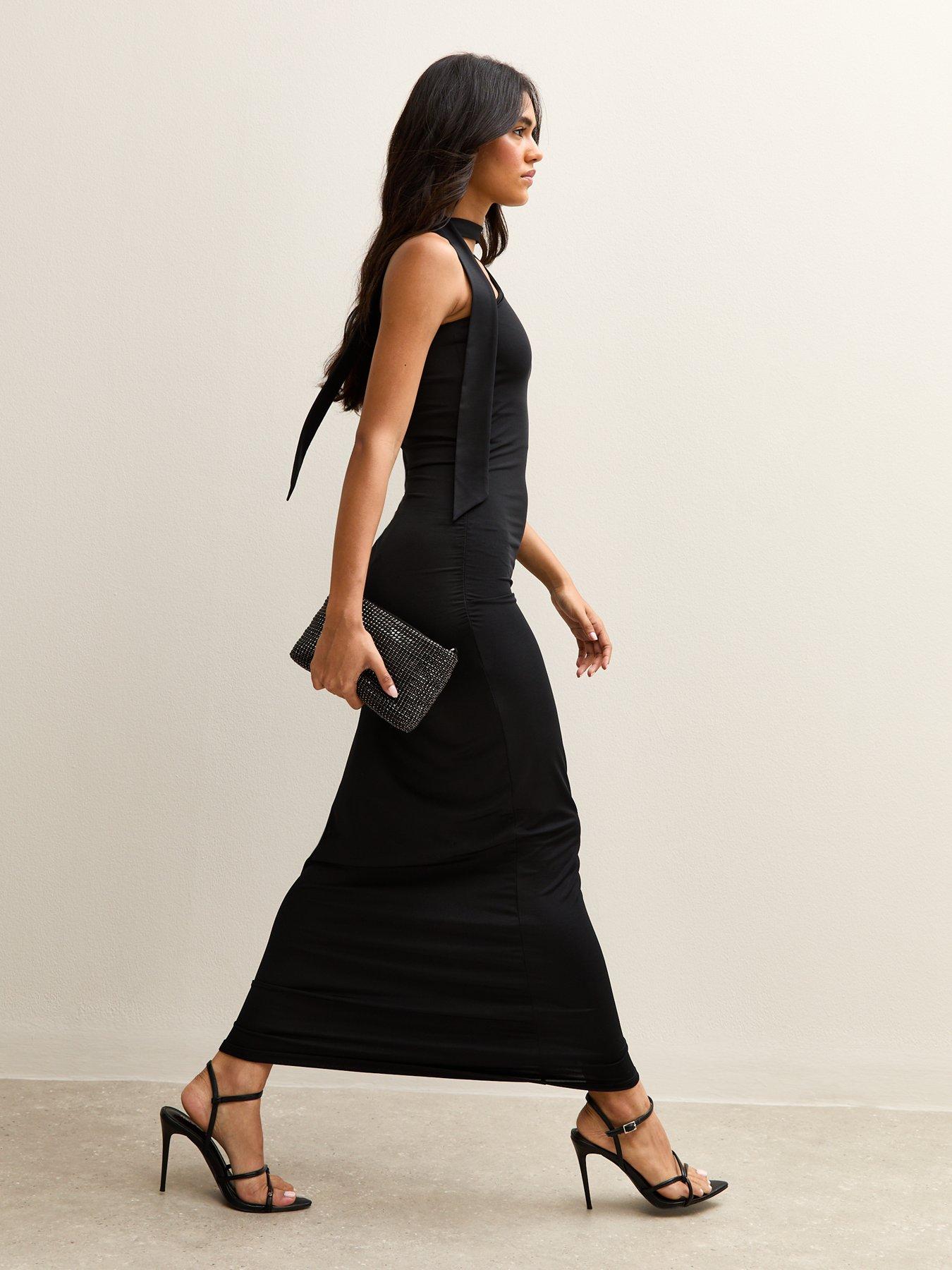 new-look-black-one-shoulder-ruched-maxi-dressback