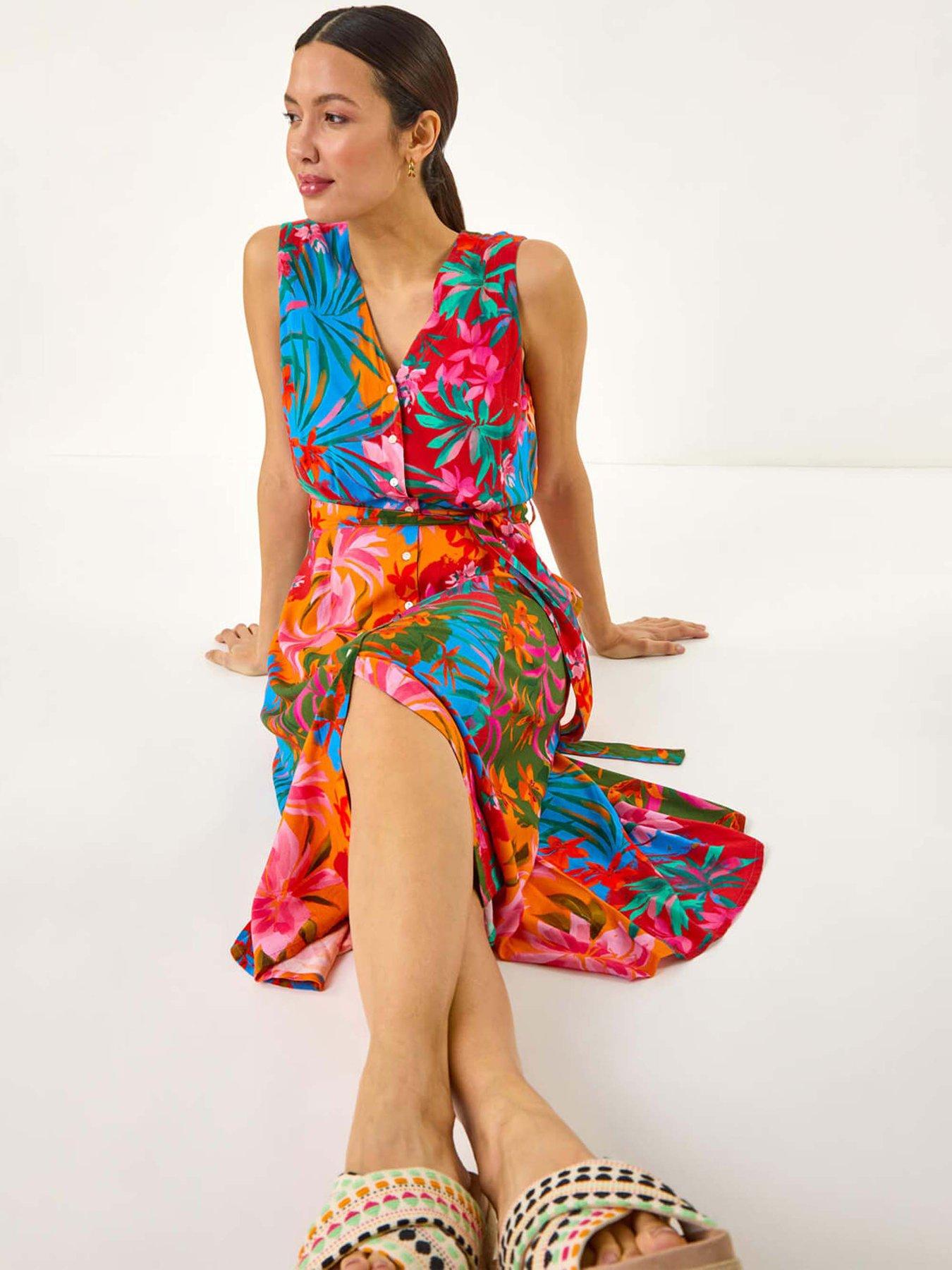 roman-tropical-print-button-through-midi-dress-orangeback