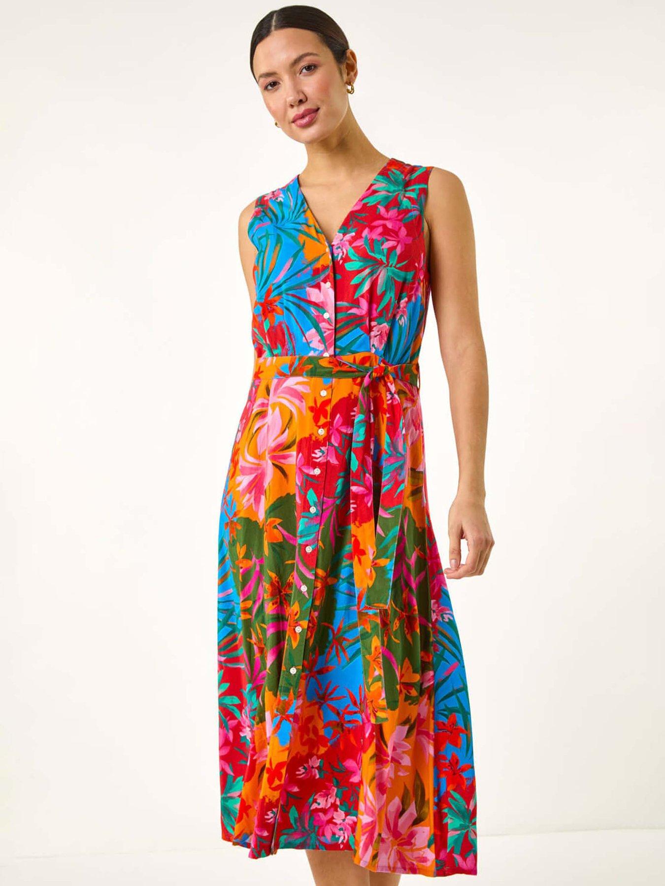 roman-tropical-print-button-through-midi-dress-orangeoutfit