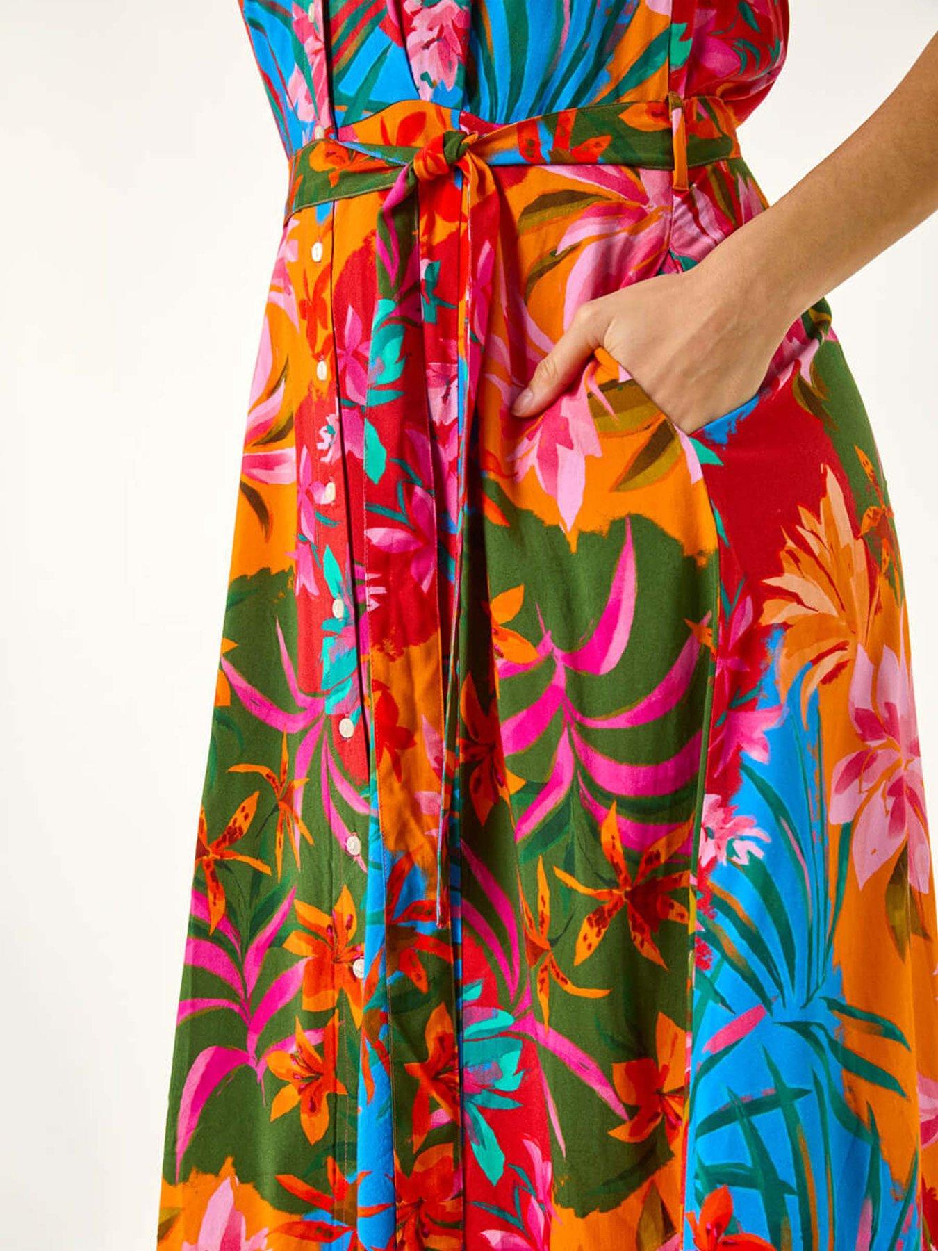 roman-tropical-print-button-through-midi-dress-orangedetail
