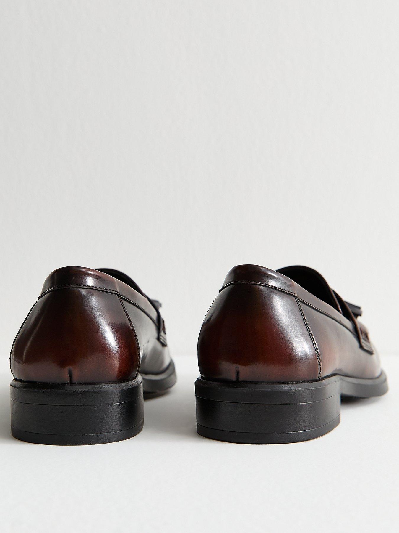 Image 2 of 5 of New Look Brown Faux Leather Tassel Charm Almond Toe Loafers