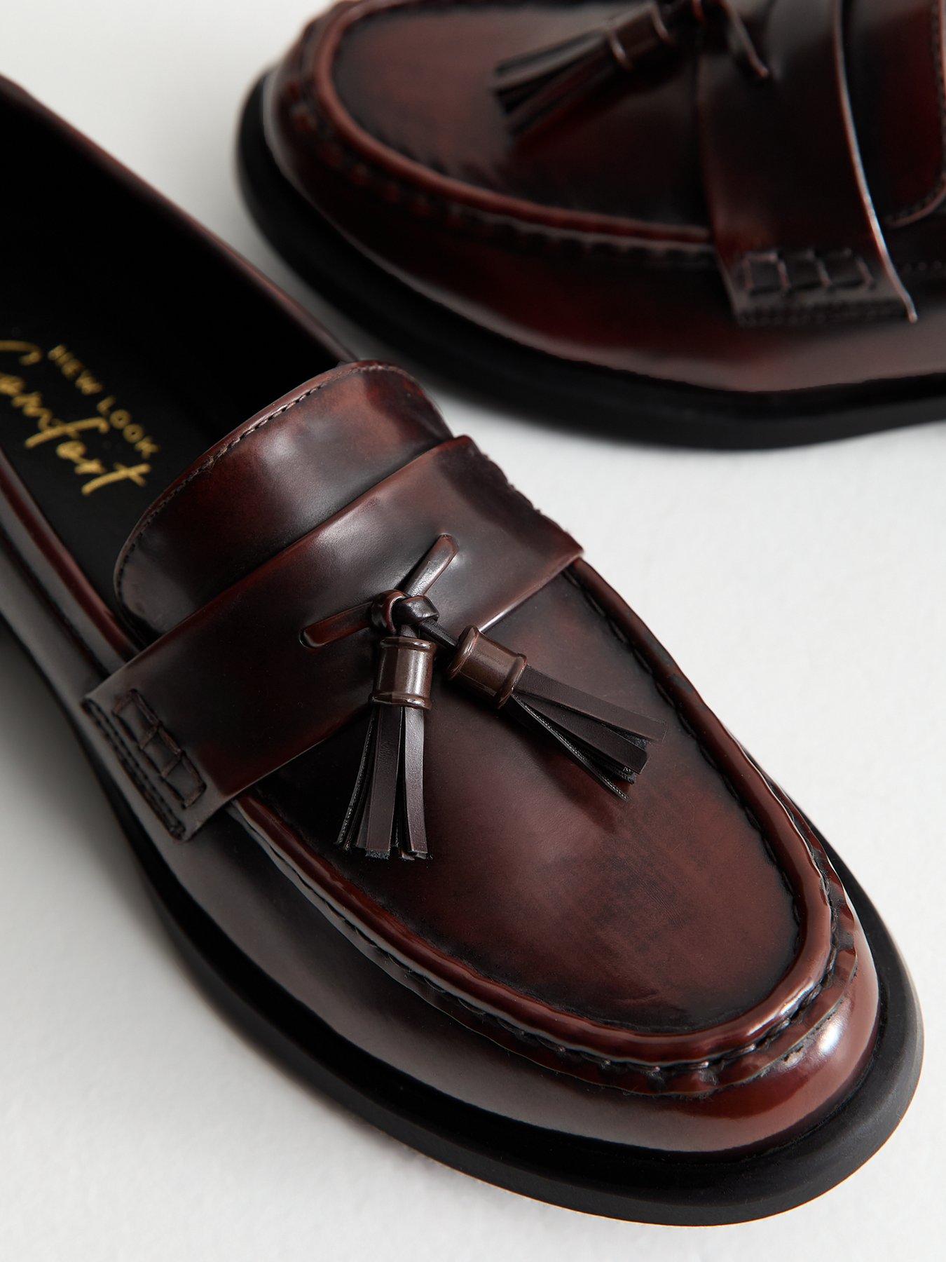 Image 5 of 5 of New Look Brown Faux Leather Tassel Charm Almond Toe Loafers