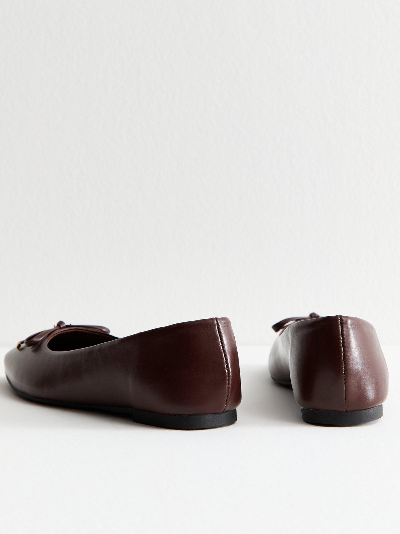new-look-grosgrain-bow-embellished-ballerina-flats-brownback