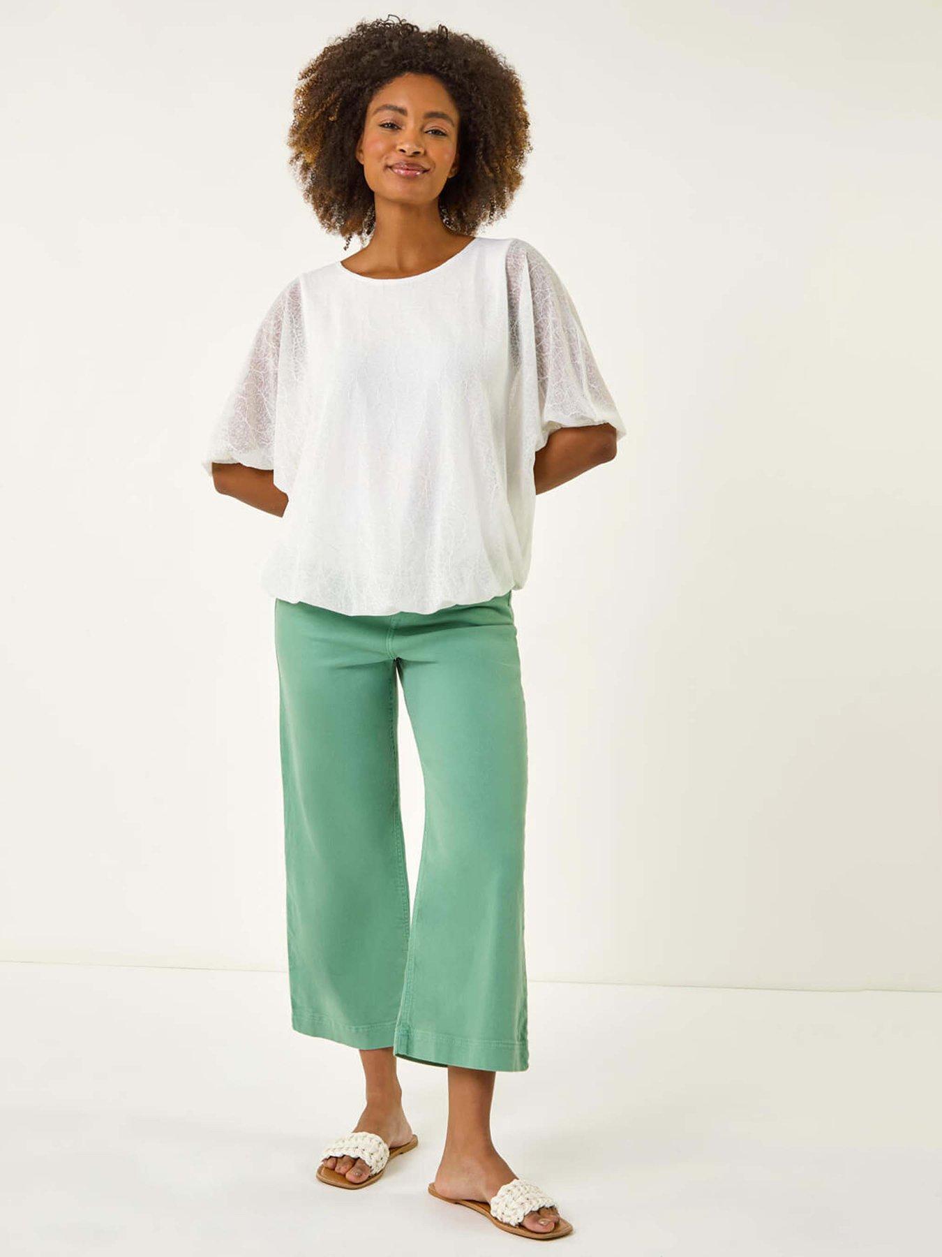 Image 3 of 5 of Roman Mesh Bubble Hem Top - Ivory