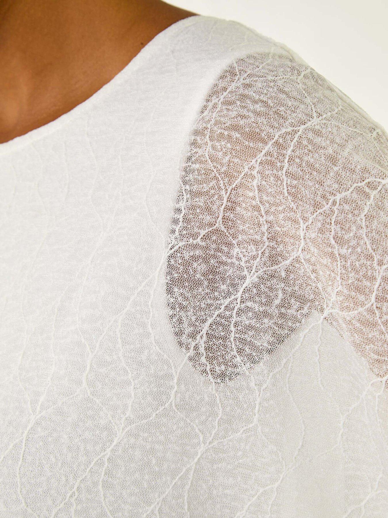 Image 5 of 5 of Roman Mesh Bubble Hem Top - Ivory