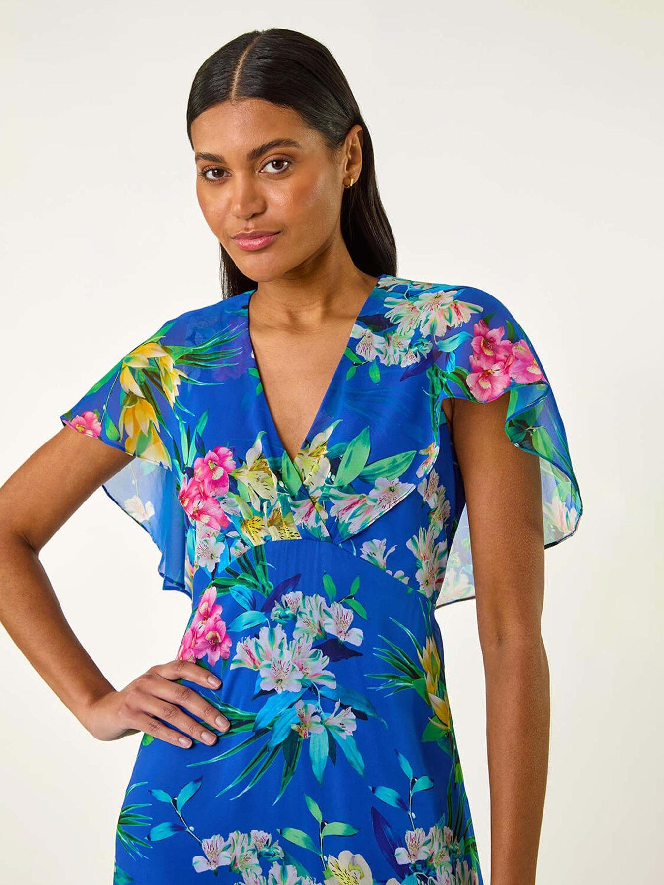 roman-floral-chiffon-back-cape-dress-blueoutfit