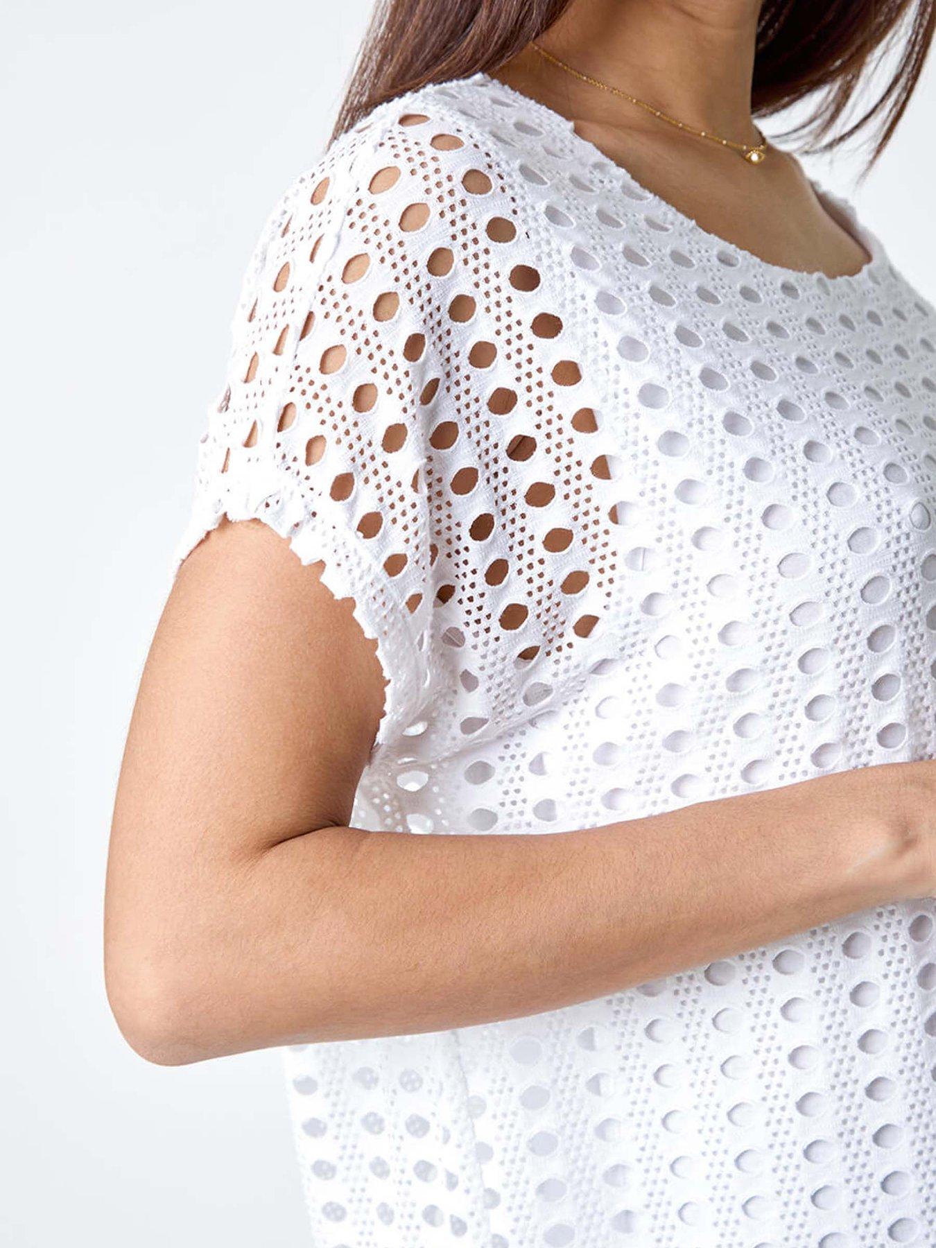 Image 5 of 5 of Roman Cut Out Detail Stretch Top - Ivory