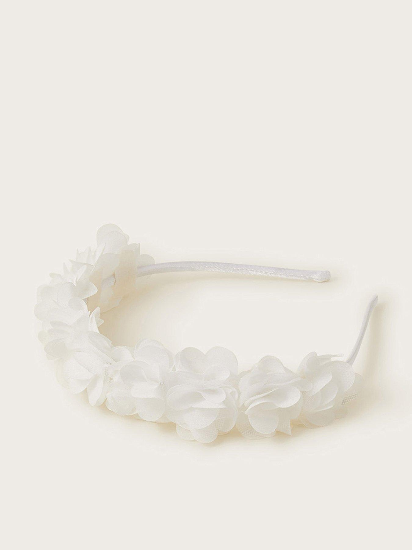 Monsoon Girls Bridesmaid Pom Aliceband - Light Cream