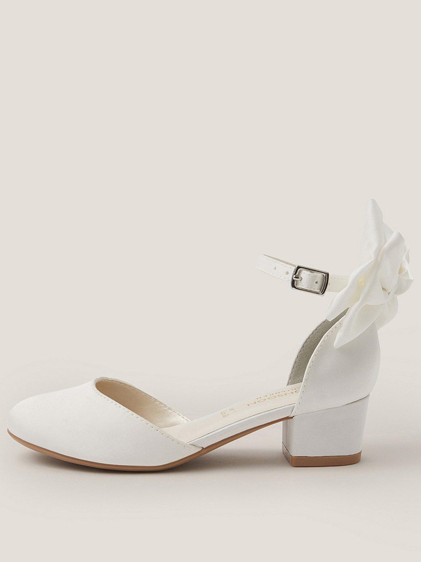 Monsoon Girls Sara Bow 2 Part Heel Shoes - Light Cream