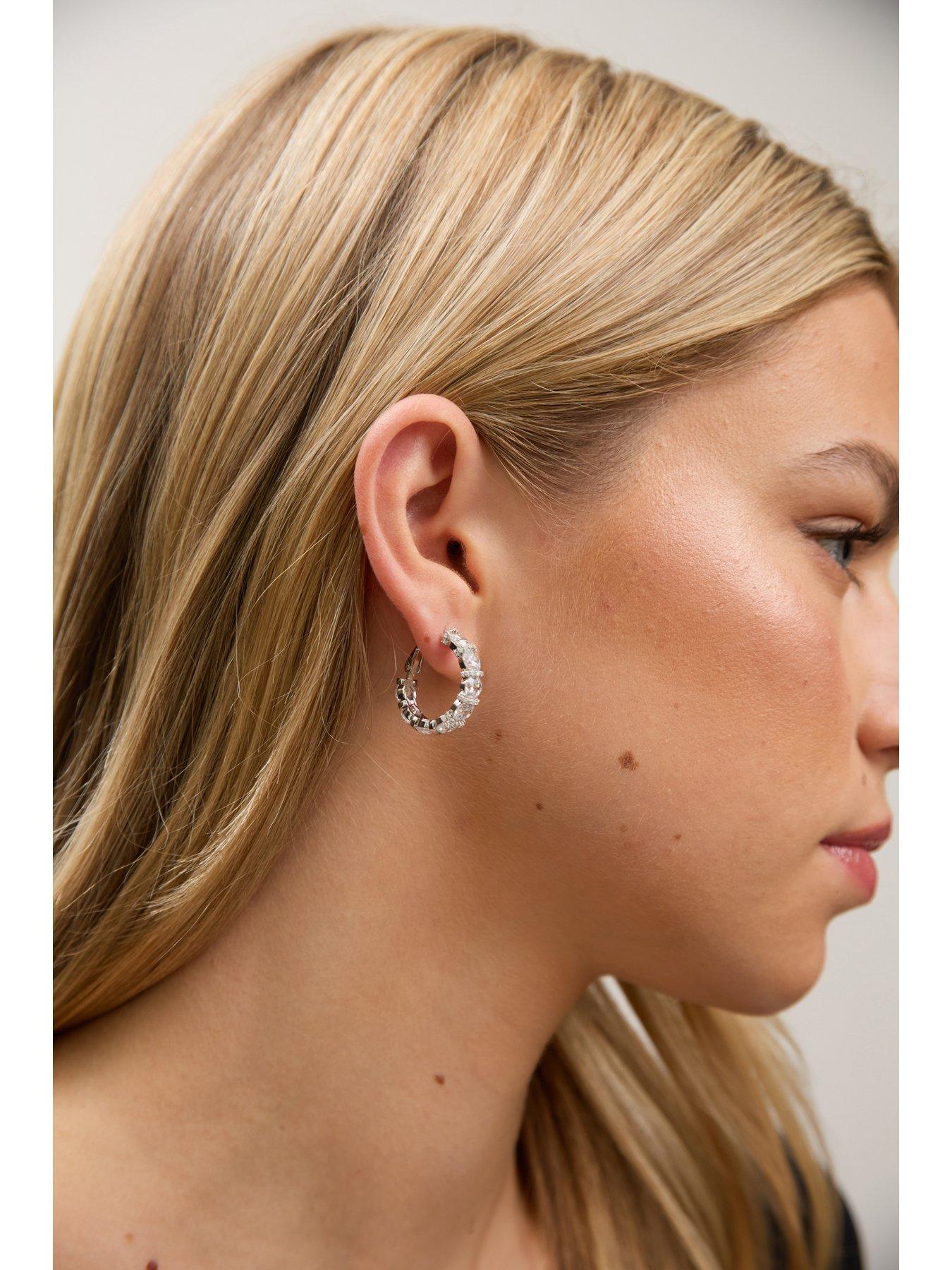 jon-richard-rhodium-plated-cubic-zirconia-round-stone-hoop-earringsoutfit