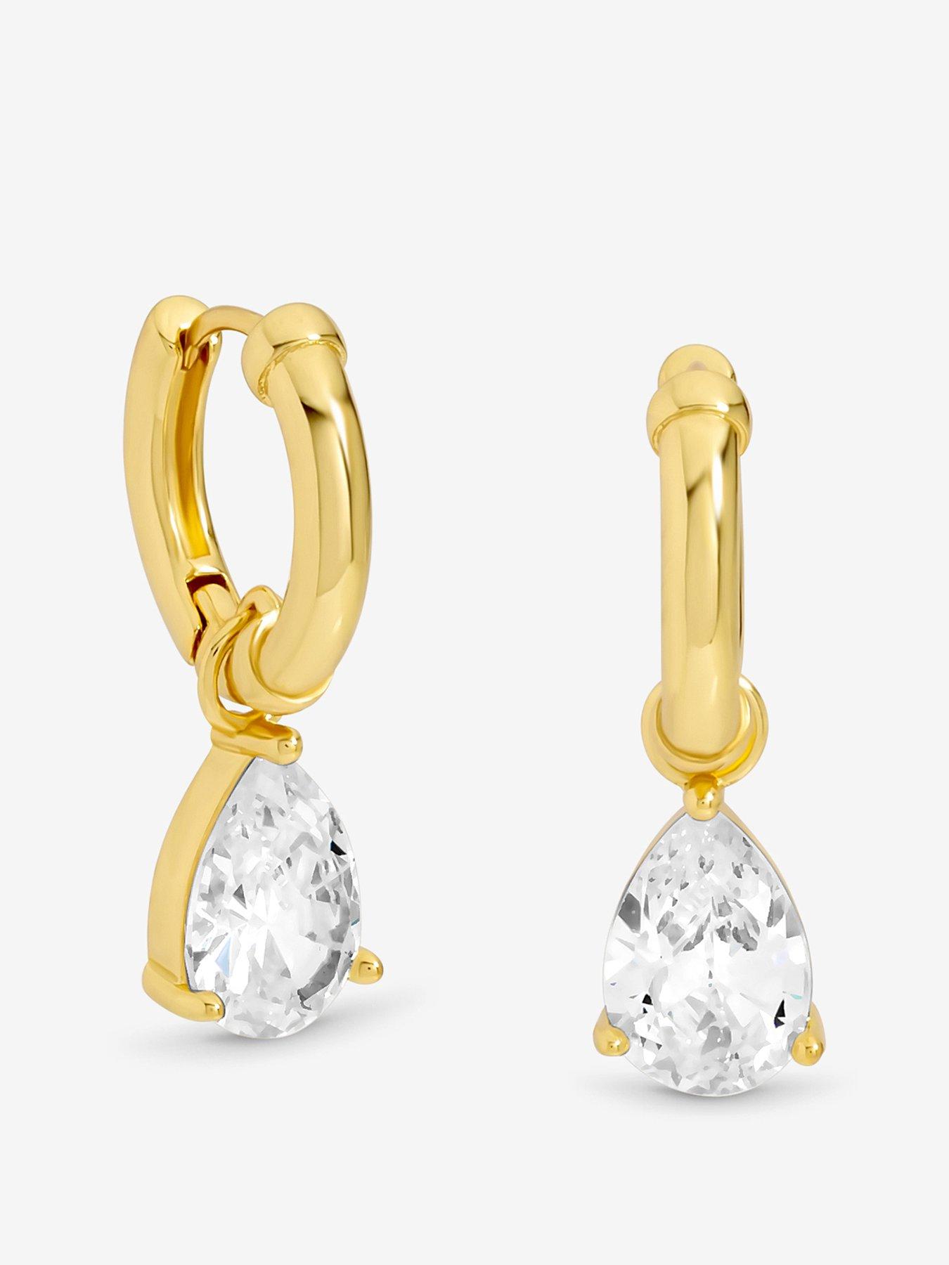 Image 1 of 3 of Jon Richard 18K Gold Plated Chain And Cubic Zirconia Peardrop Earrings