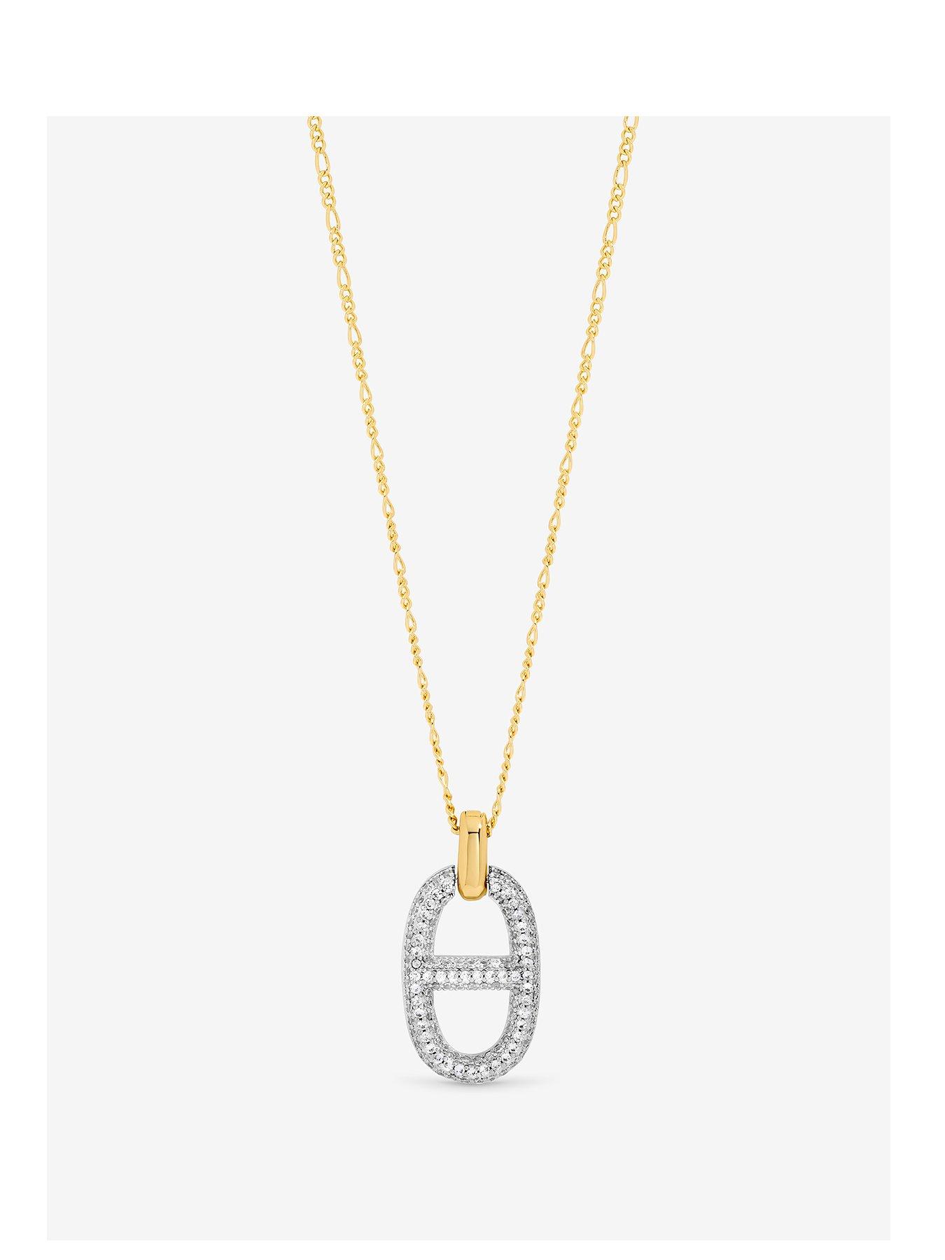 Jon Richard 18K Gold Plated 2-Tone Pave Link Necklace