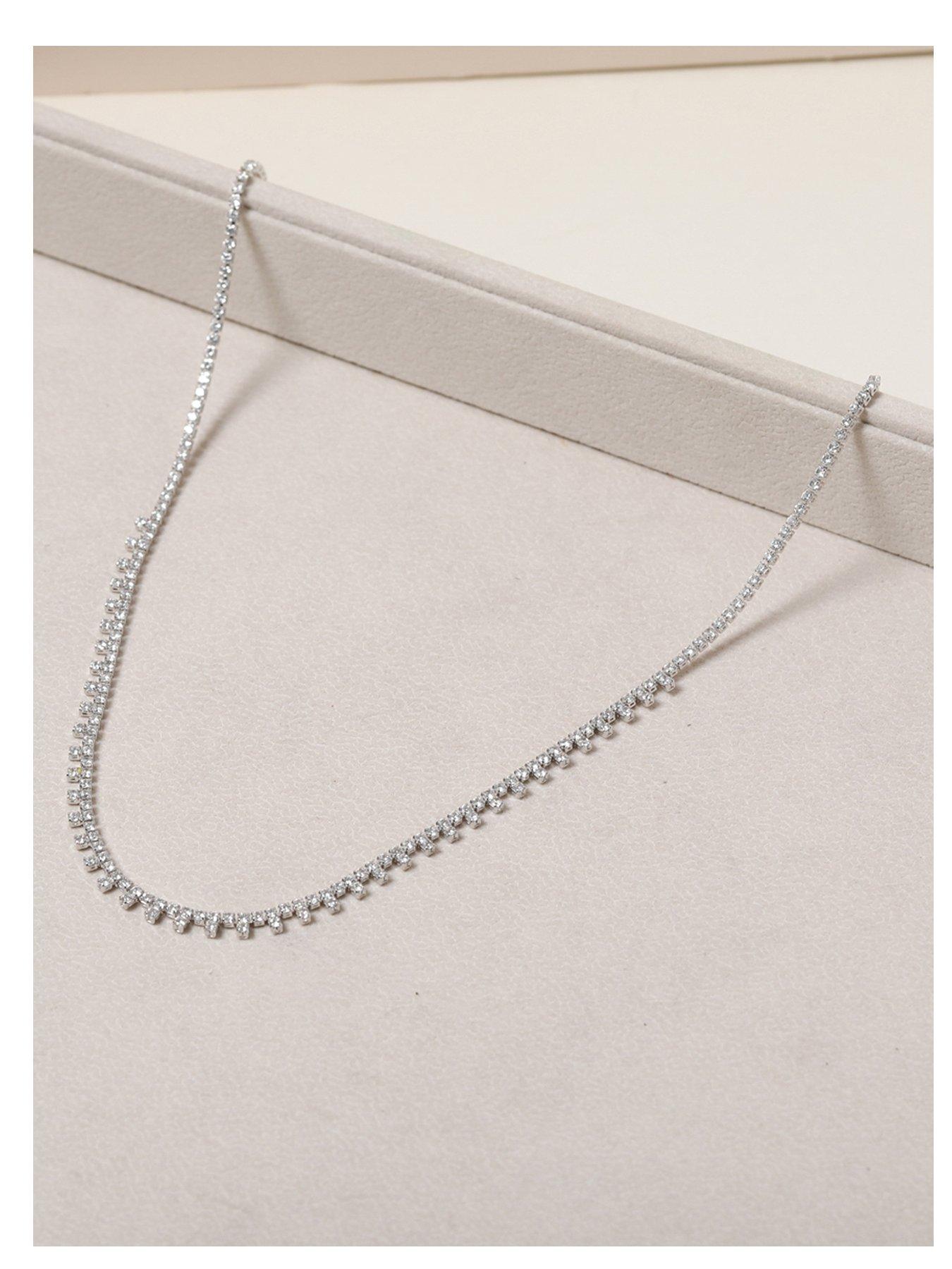 Jon Richard Jon Richard Rhodium Plated Cubic Zirconia Fine Drop Necklace