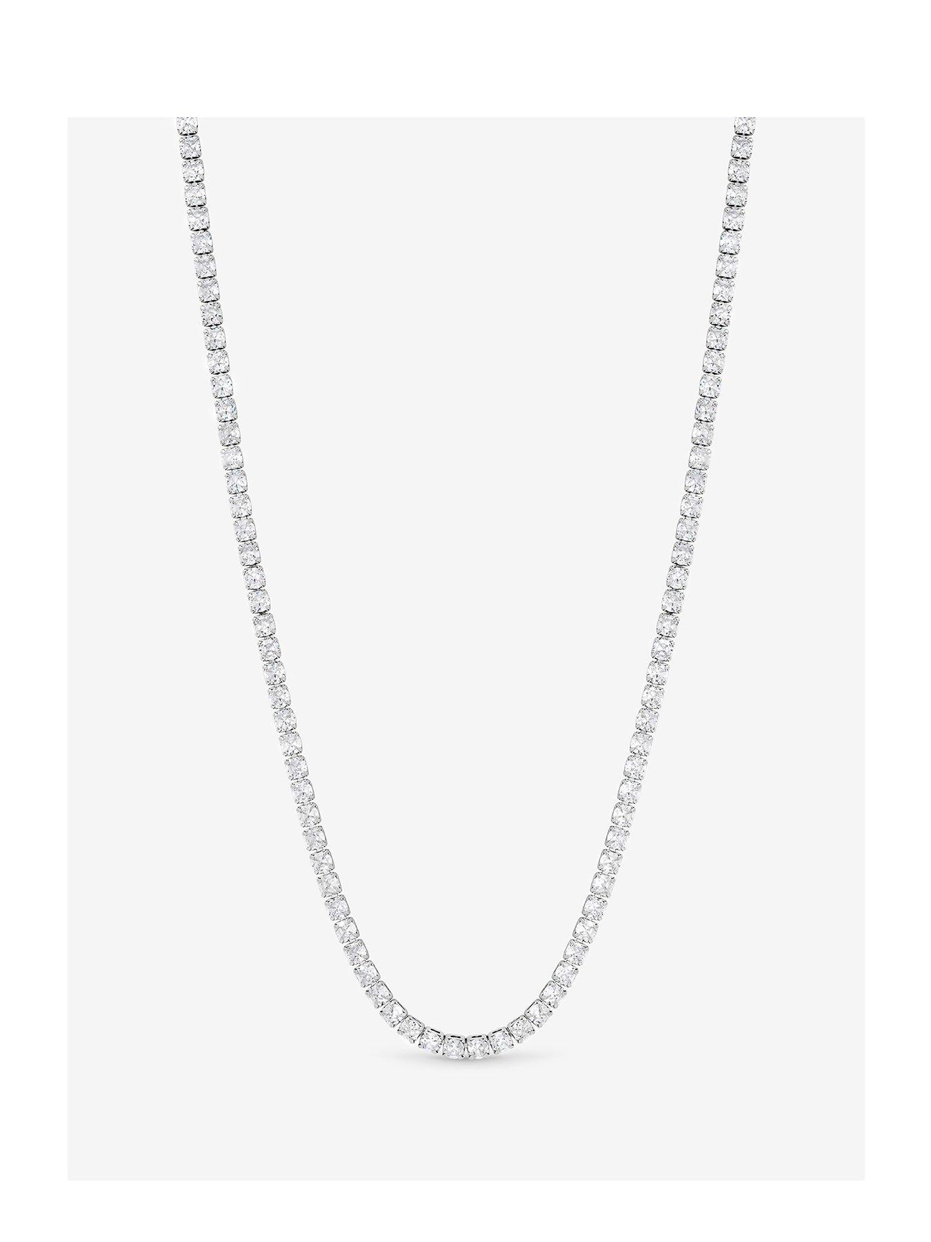 Image 1 of 4 of Jon Richard Rhodium Plated And Cubic Zirconia Round Tennis Necklace