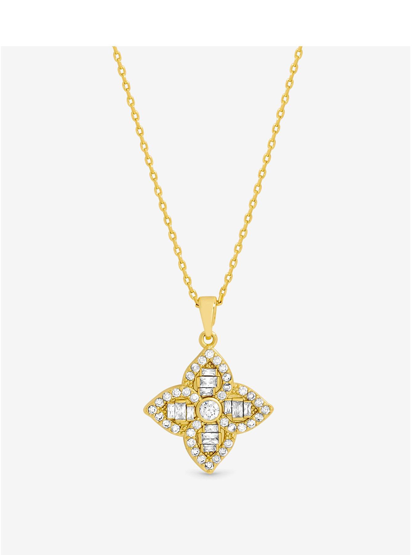 Jon Richard Jon Richard 18K Gold Plated and Crystal Clover Necklace