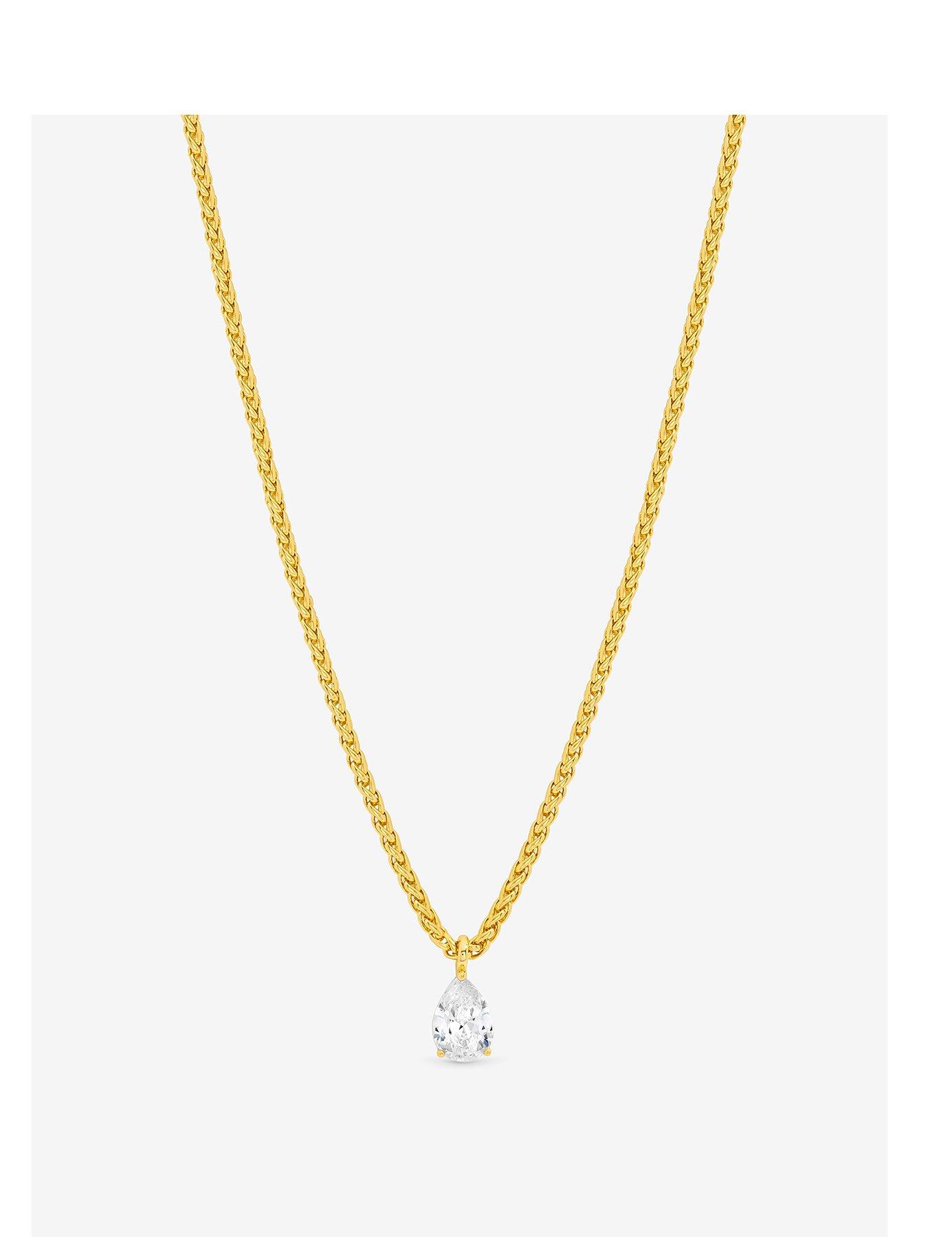 Jon Richard 18K Gold Plated Chain And Cubic Zirconia Peardrop Necklace