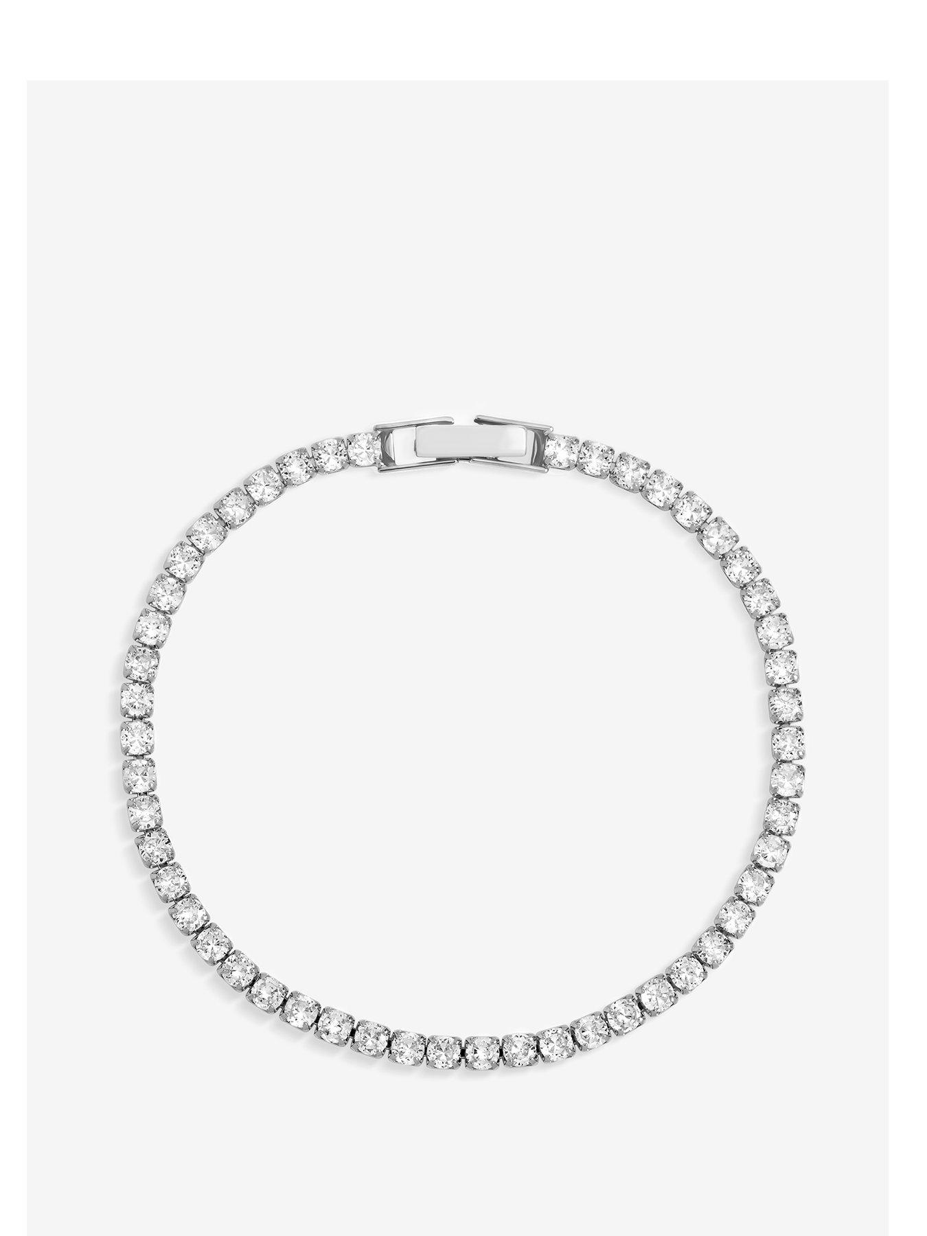 Jon Richard Rhodium Plated And Cubic Zirconia Round Tennis Bracelet