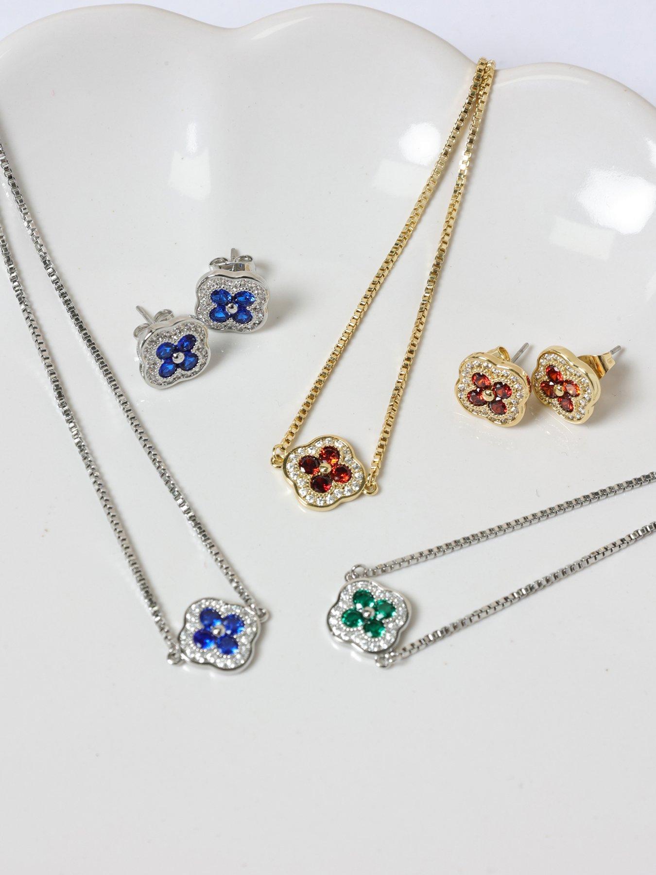 Image 3 of 5 of Jon Richard Jon Richard 14K Gold Plated and Ruby Clover Toggle Bracelet