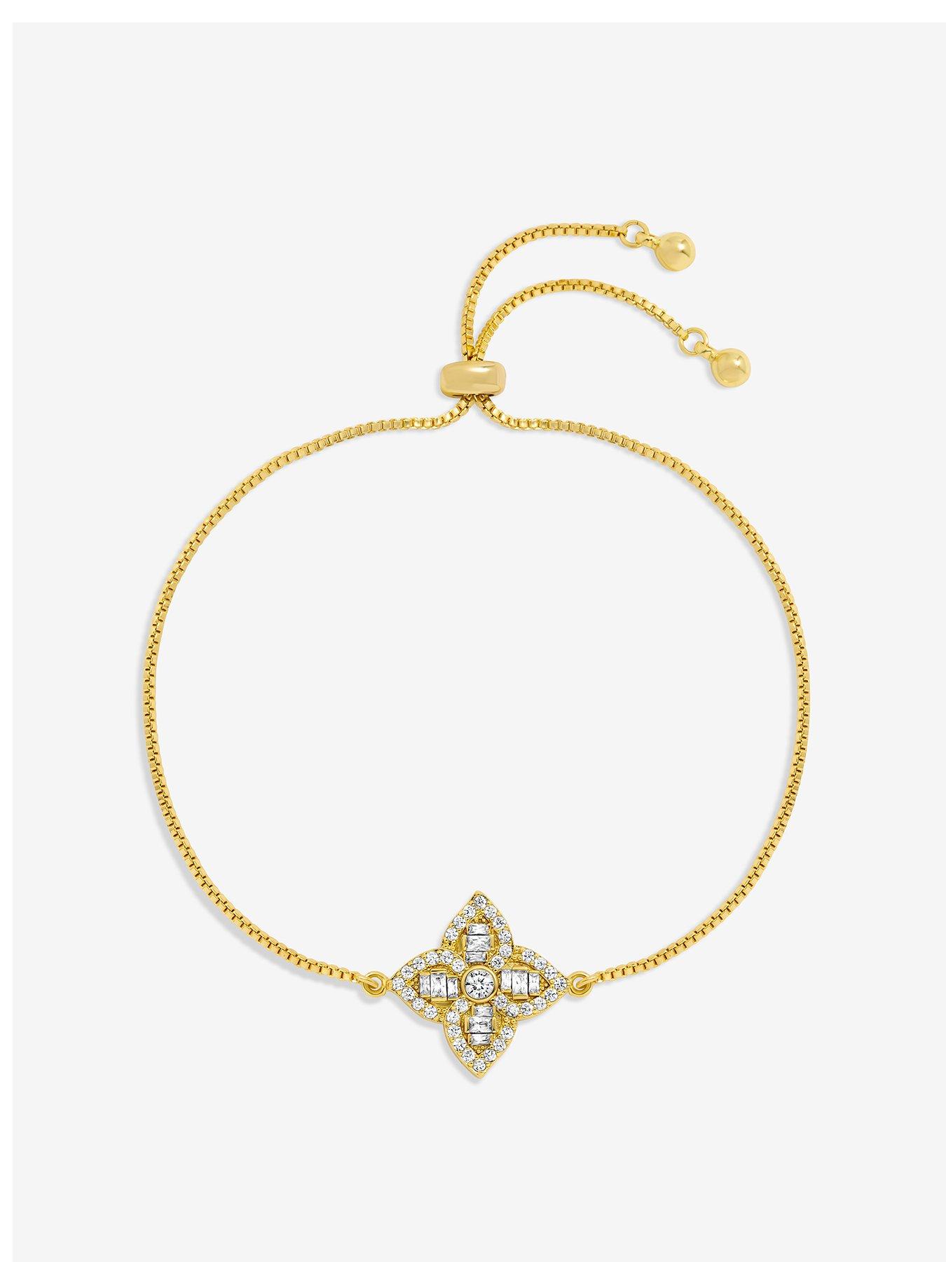 Jon Richard Jon Richard 18K Gold Plated and Crystal Clover Bracelet