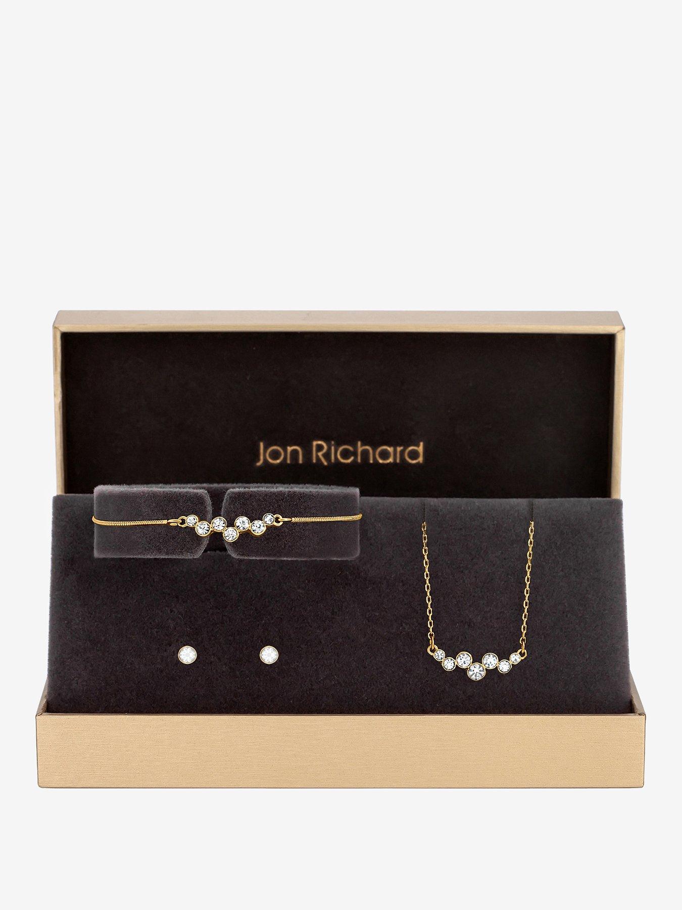 Jon Richard Gold Plated Bubble Crystal Trio Set - Gift Box