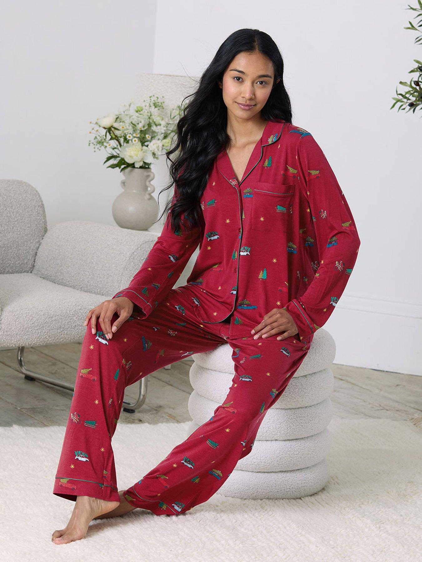 chelsea-peers-christmas-long-button-up-setnbsp--red