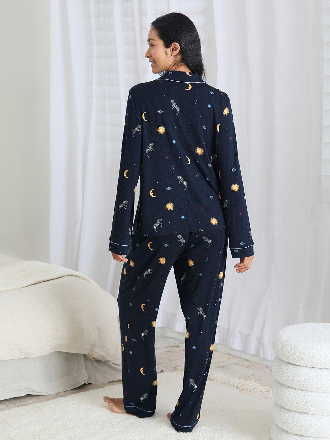 Image 5 of 6 of CHELSEA PEERS Classic Long Button Up Set - Dark Blue