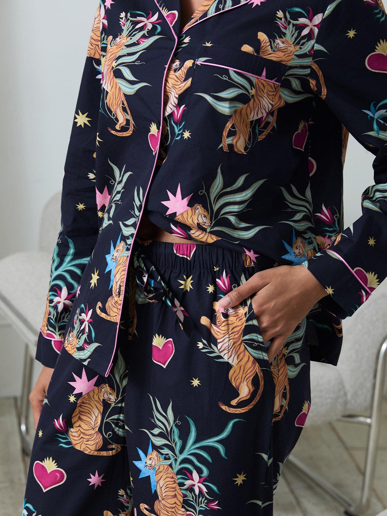 Image 4 of 5 of CHELSEA PEERS Long Button Up Set - Navy