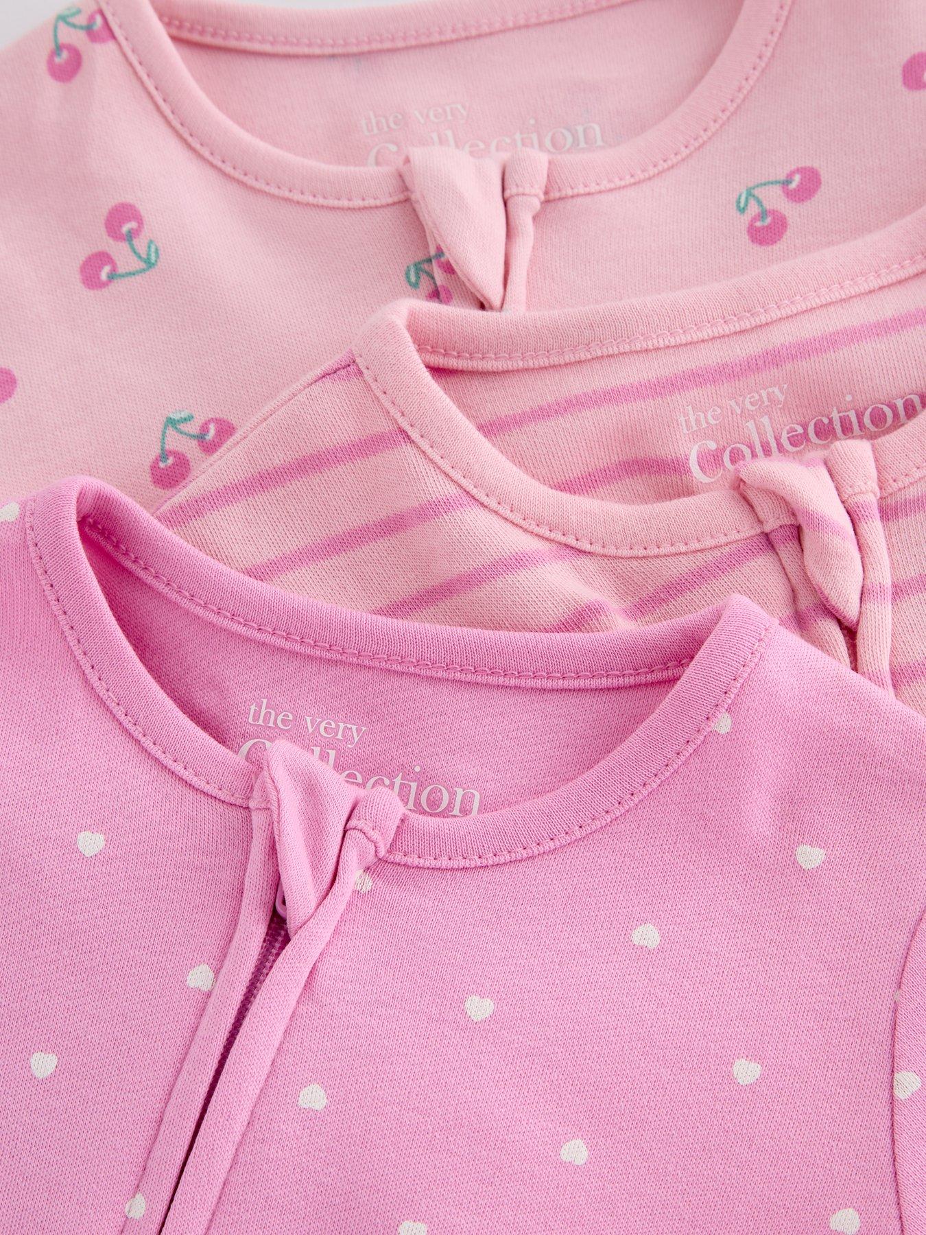 Image 5 of 5 of The Very Collection 3 Pack Printed Sleepsuits - Pink