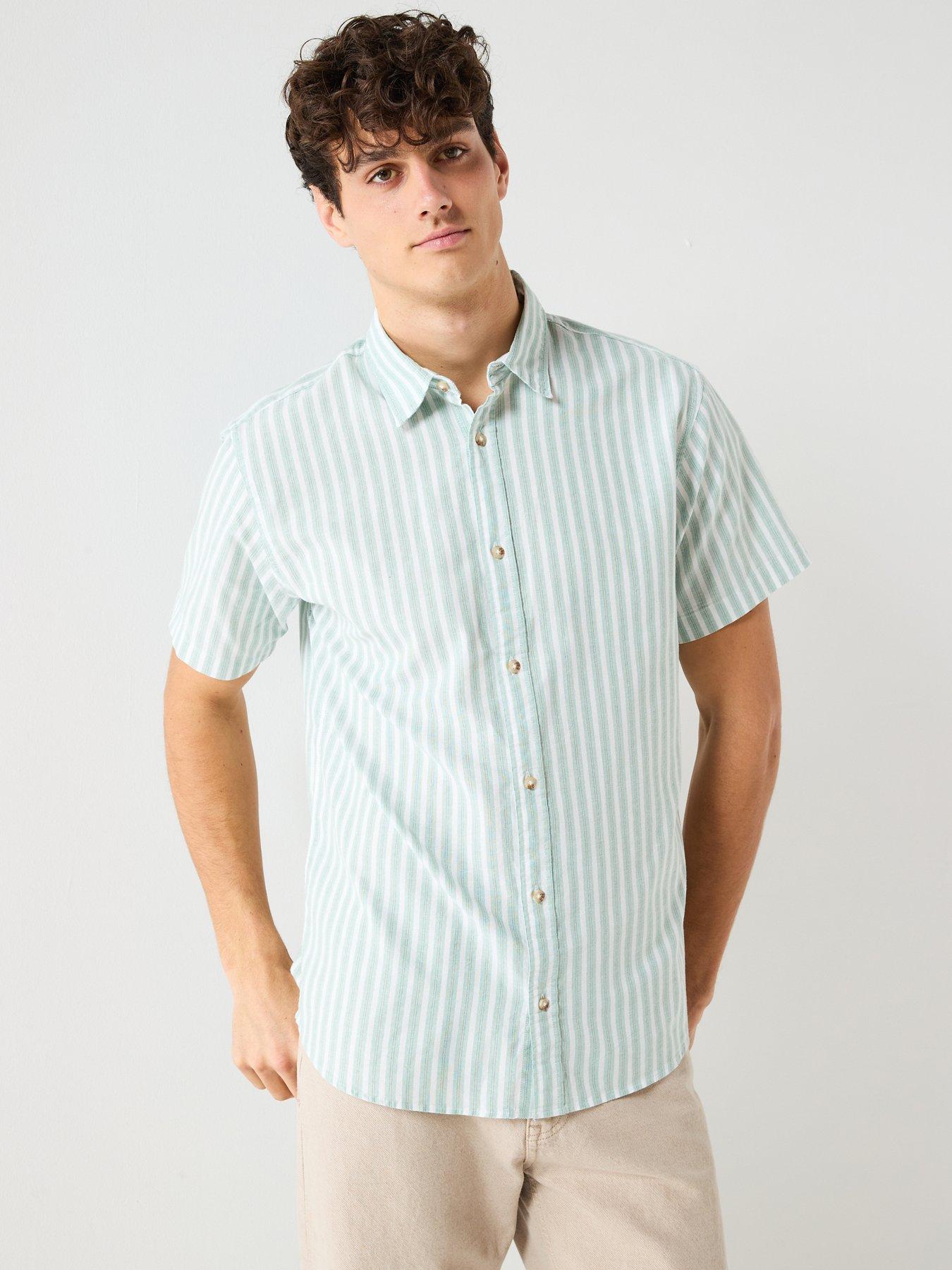 jack-jones-oxford-striped-short-sleeve-shirt-green