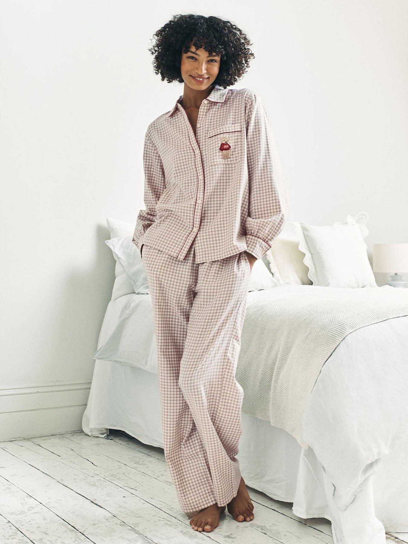 chelsea-peers-button-down-shirt-and-straight-leg-bottoms-pyjama-set-beige
