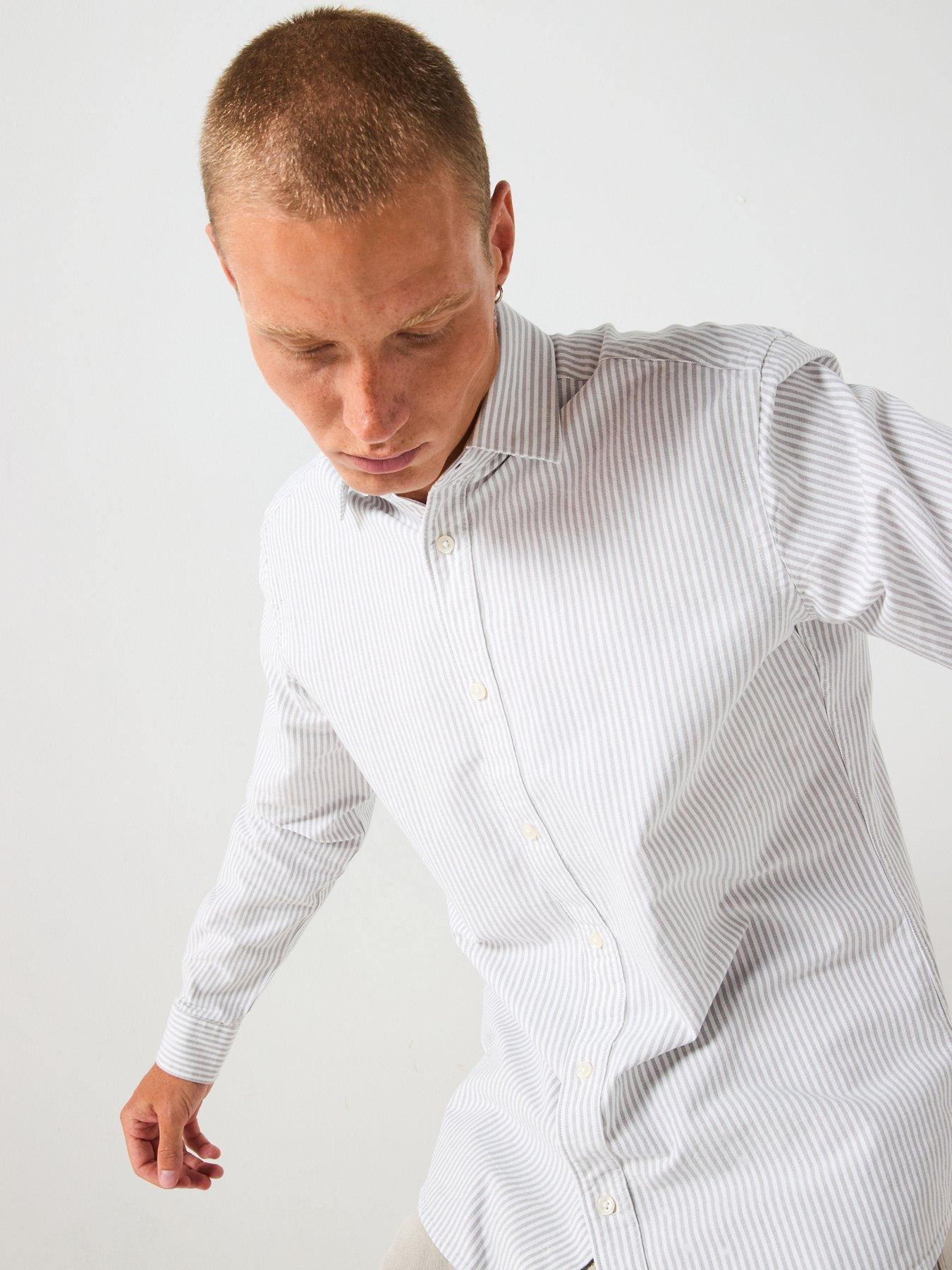 Image 4 of 6 of Mango Kodak Stripe Oxford Shirt - Grey