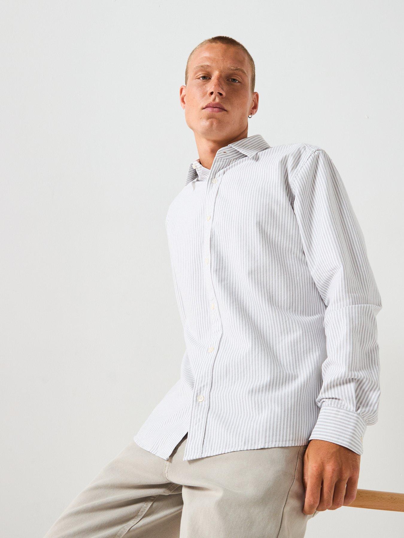 Image 5 of 6 of Mango Kodak Stripe Oxford Shirt - Grey
