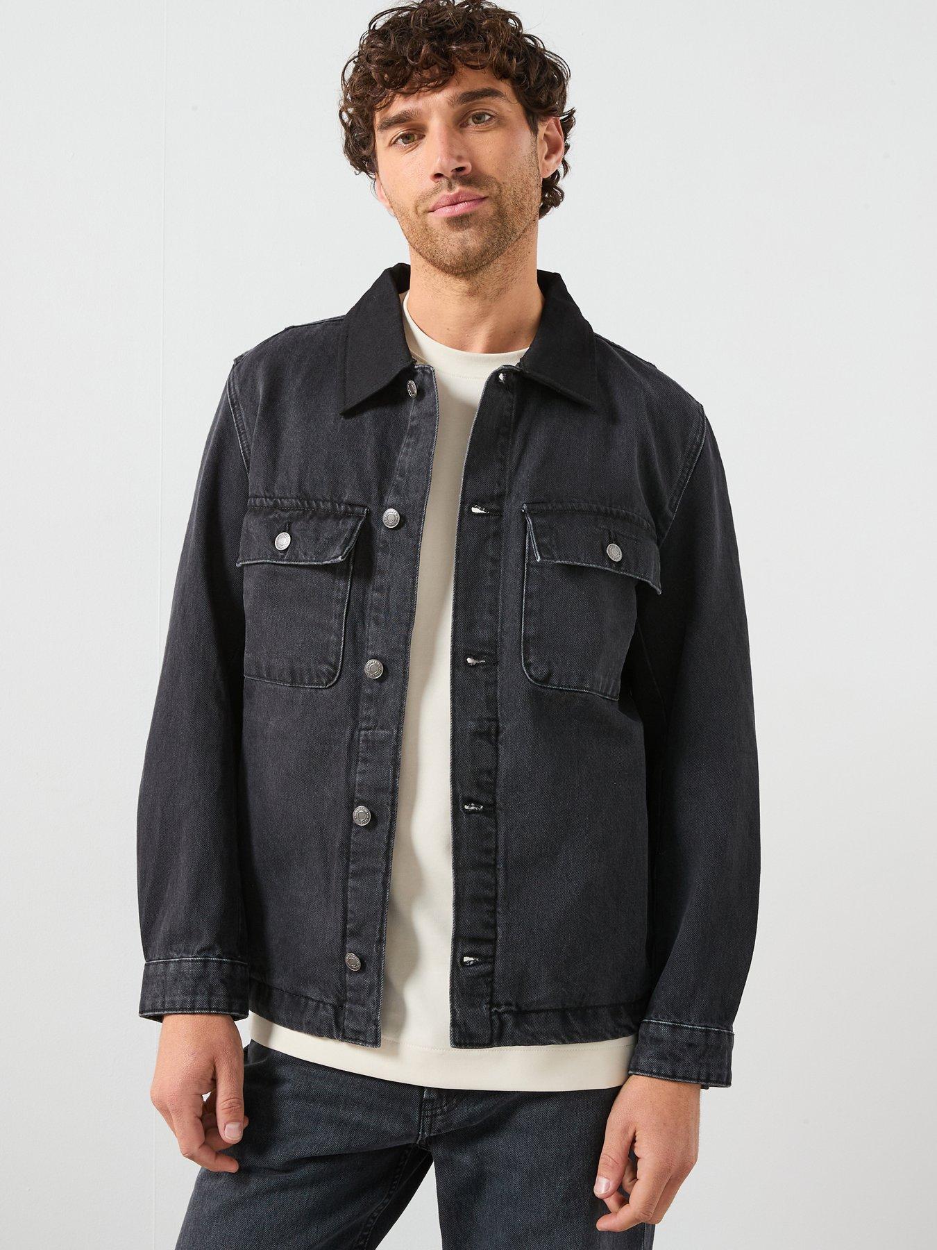 Image 1 of 6 of Mango Lithia Denim Overshirt - Dark Grey