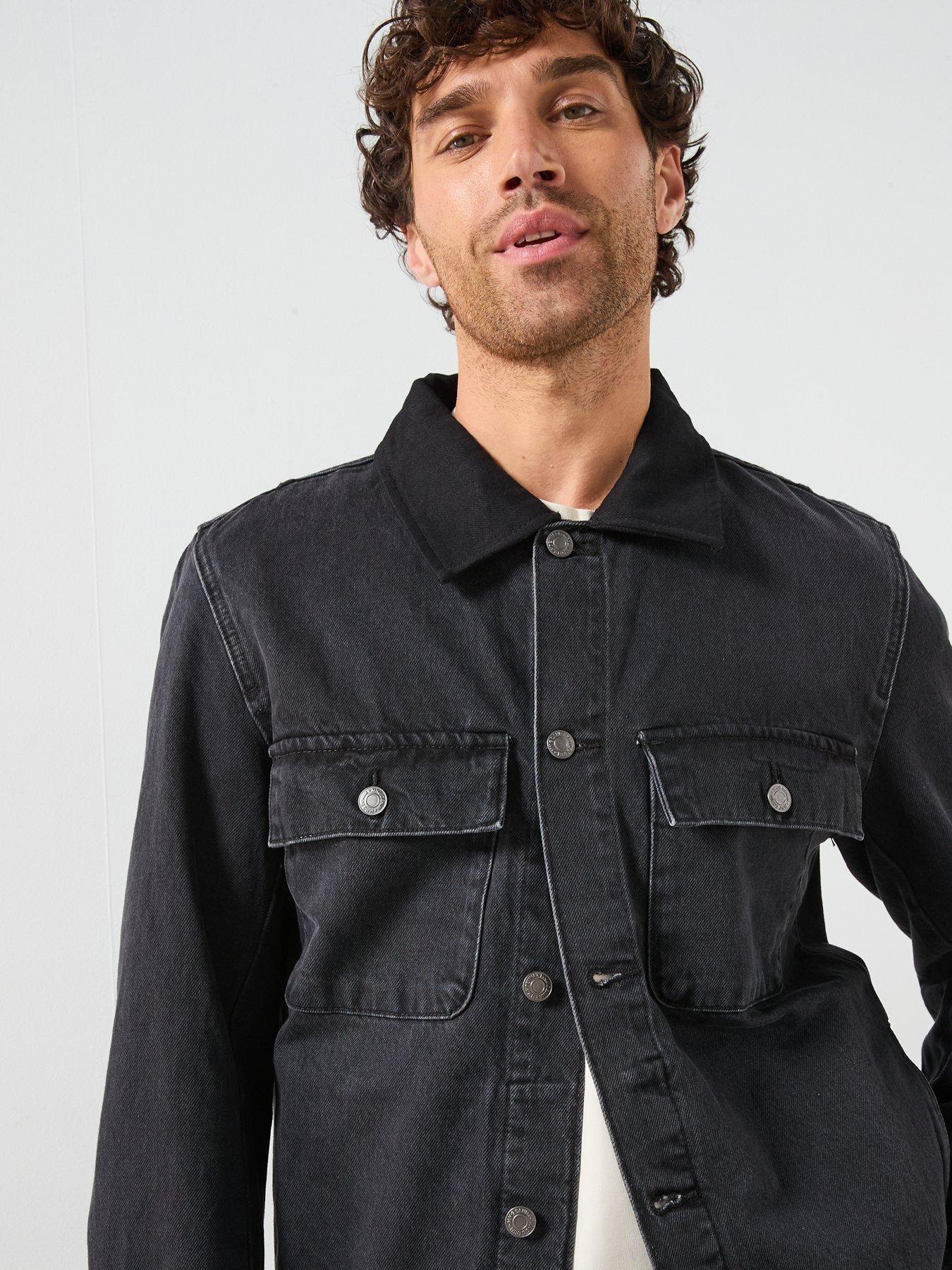Image 4 of 6 of Mango Lithia Denim Overshirt - Dark Grey