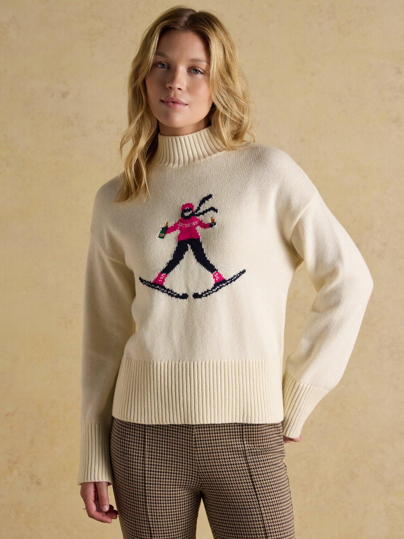 Joules Intarsia High Neck Jumper - Cream