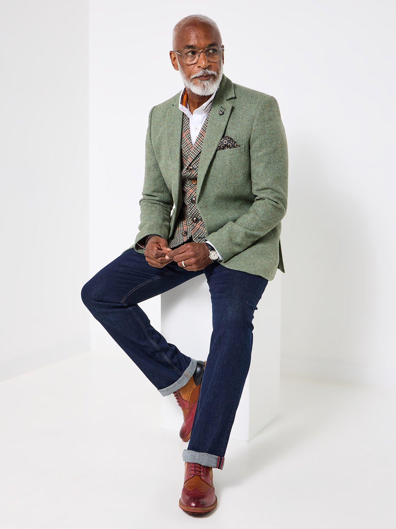 joe-browns-herringbone-luxe-contrast-blazer-greenstillFront