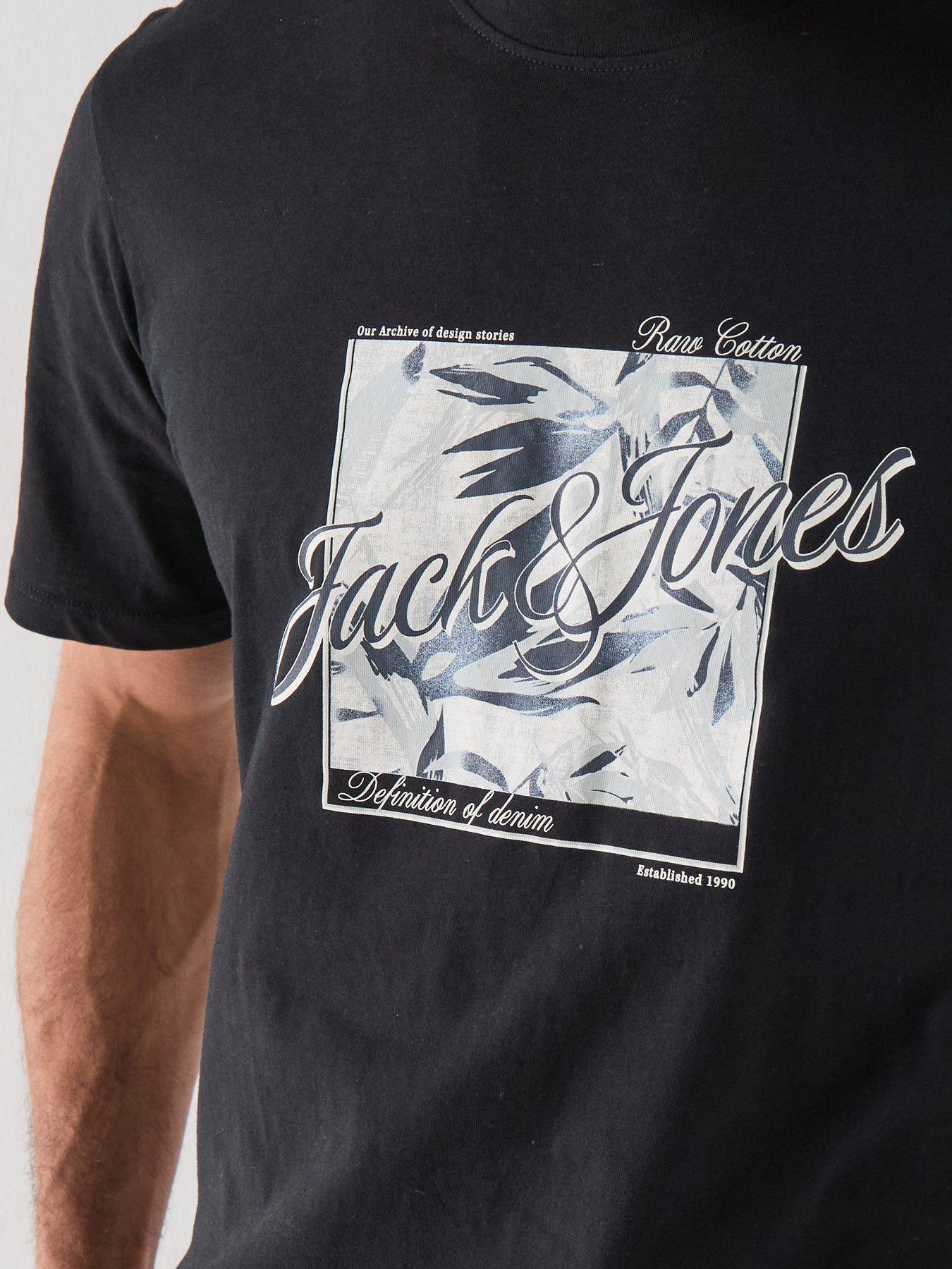 Image 4 of 6 of Jack & Jones Honolulu Graphic T-Shirt - Black