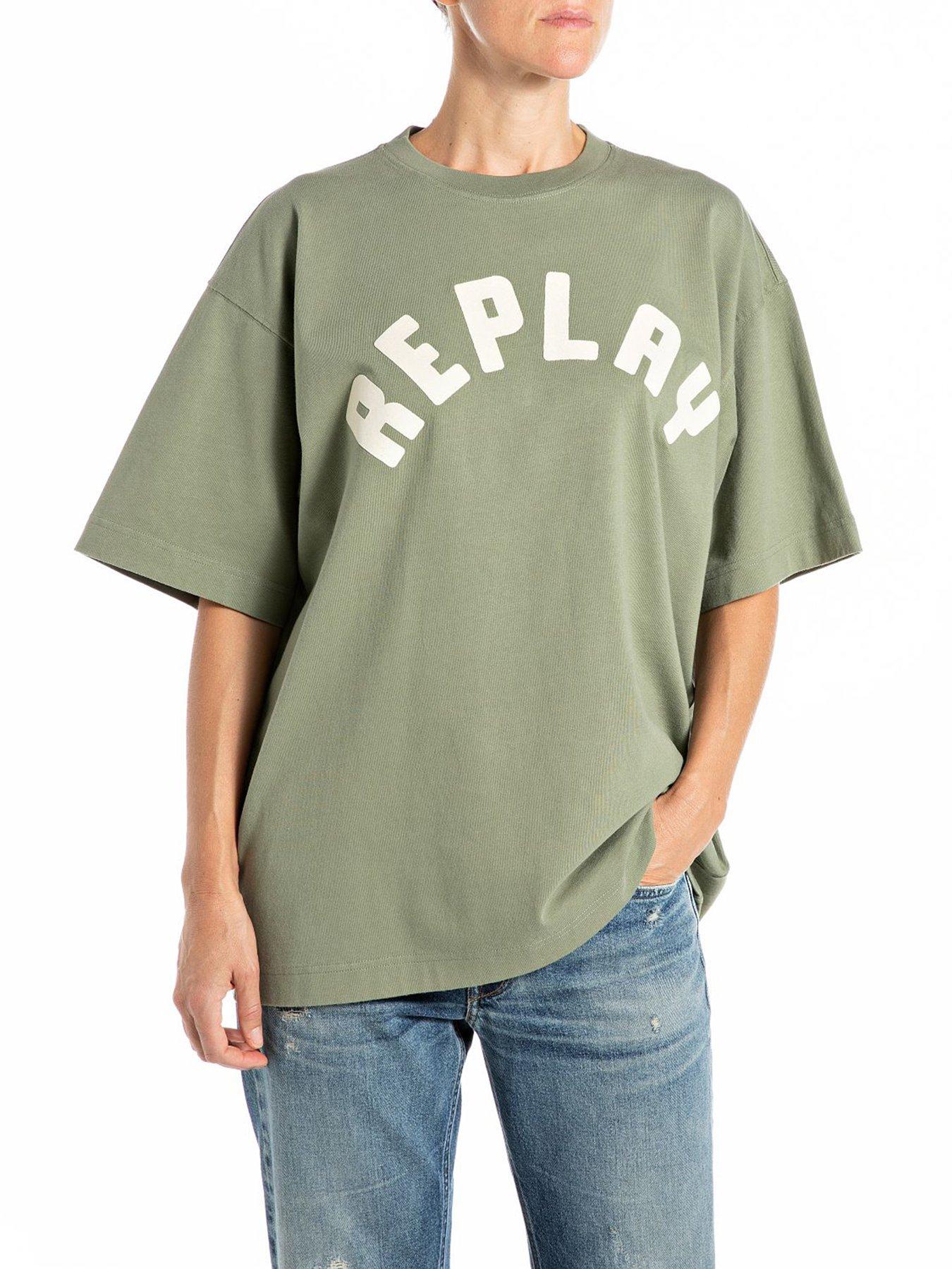 Replay Cotton Jersey Logo T-Shirt - Green