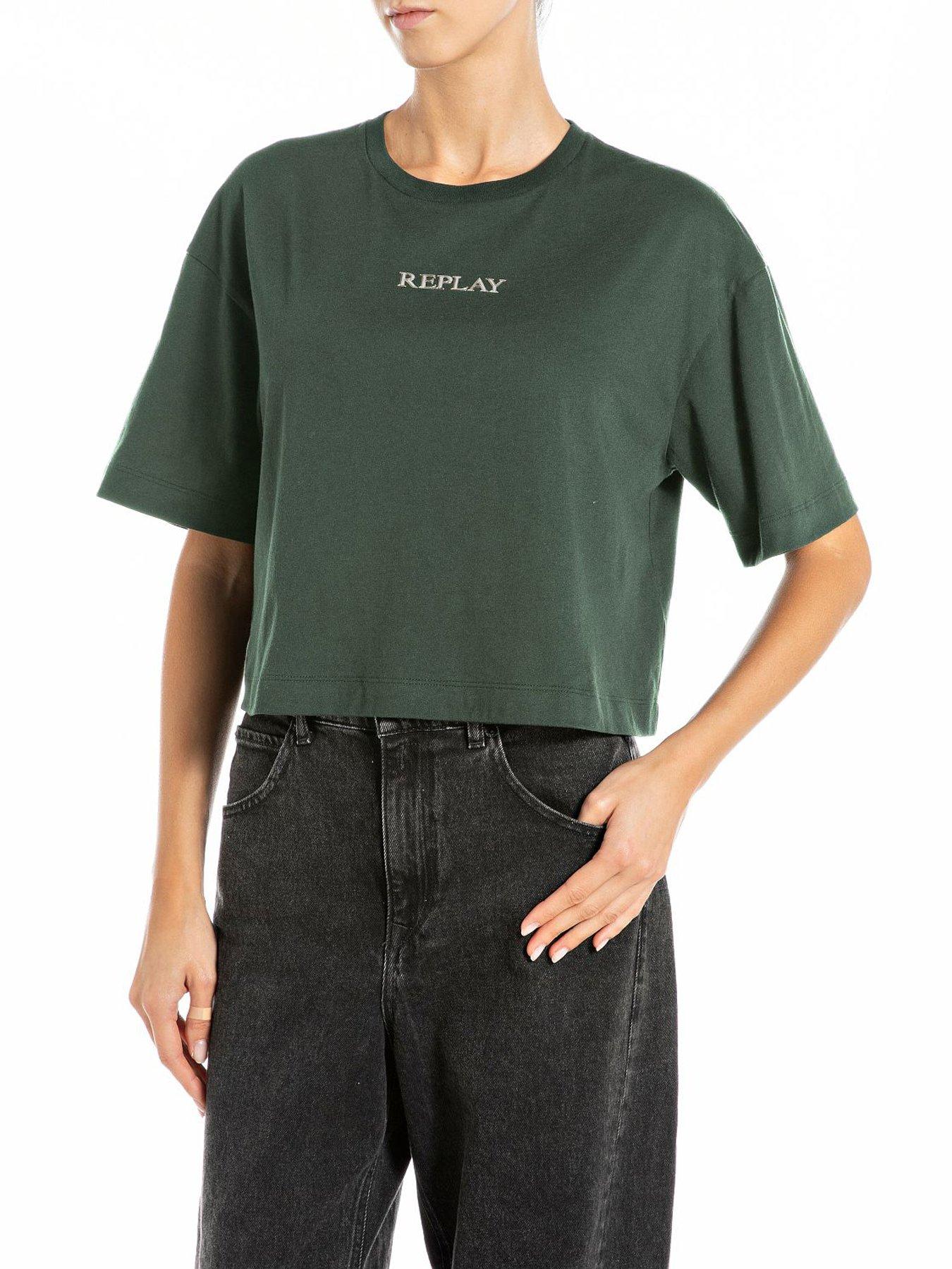 Replay Cotton Jersey Small Logo T-Shirt - Green