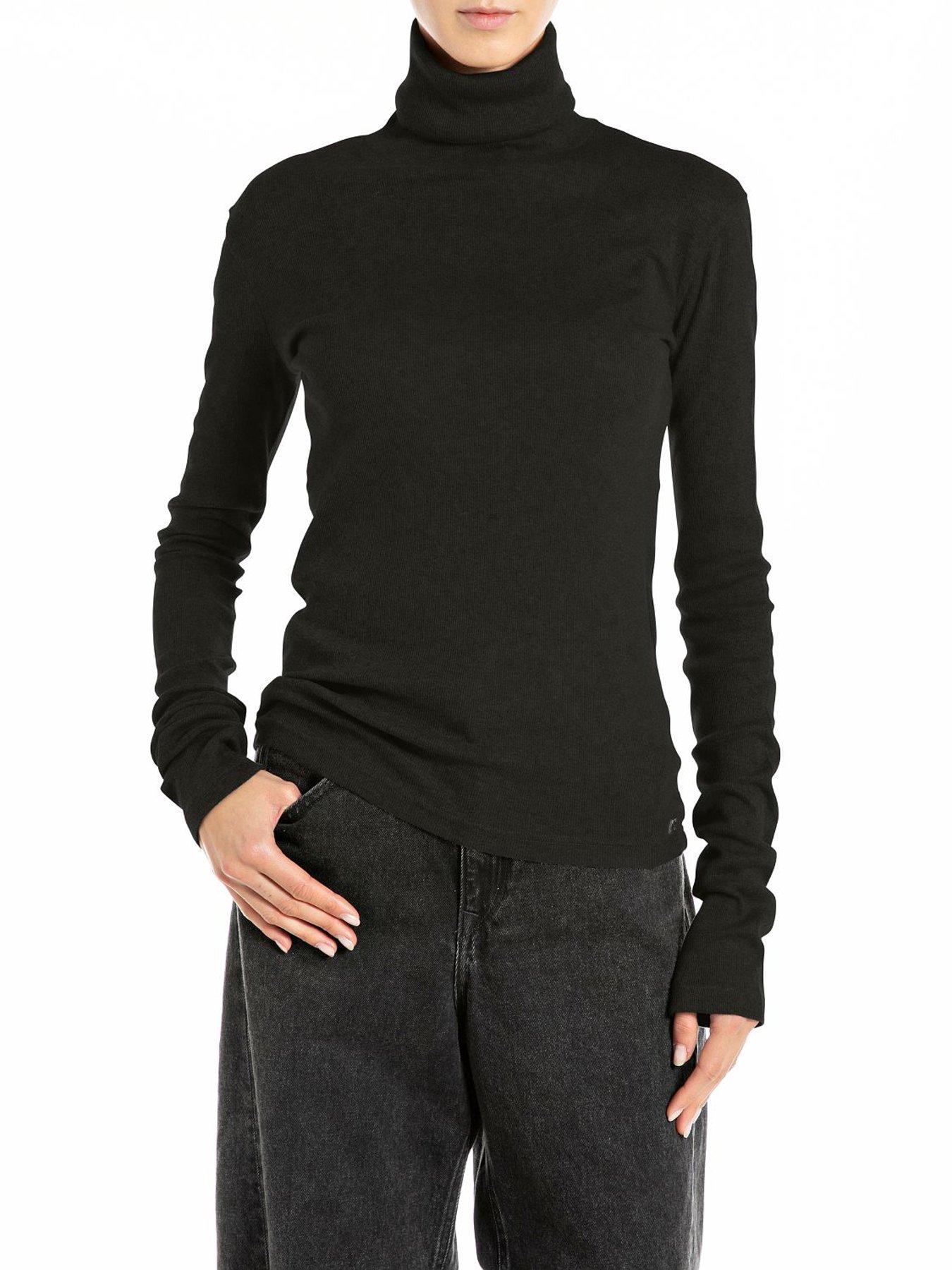 Image 1 of 2 of Replay Knitted Roll Neck Jumper - Black