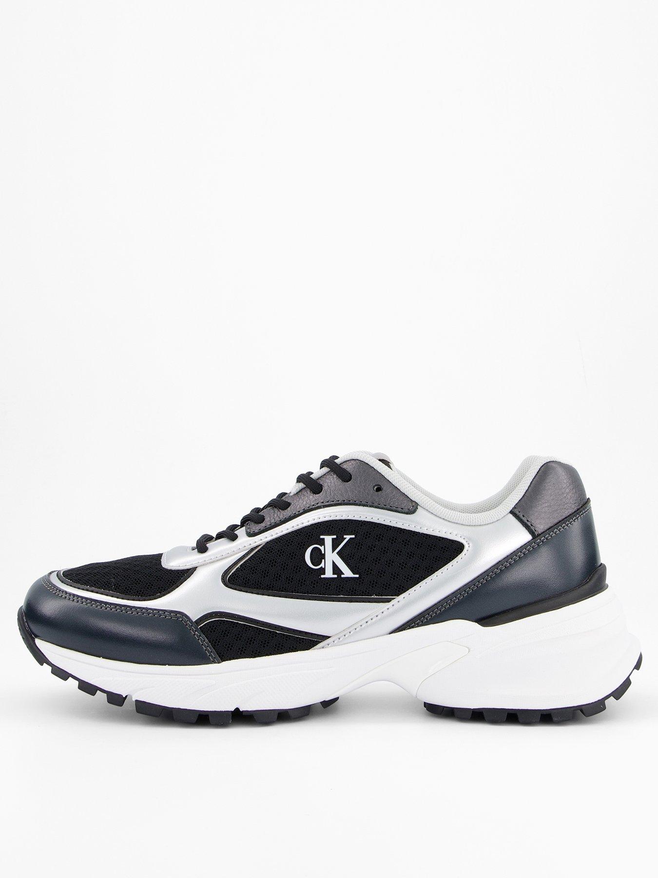 Calvin Klein Hike Runner Lace Up Mesh Trainers - Black/Silver