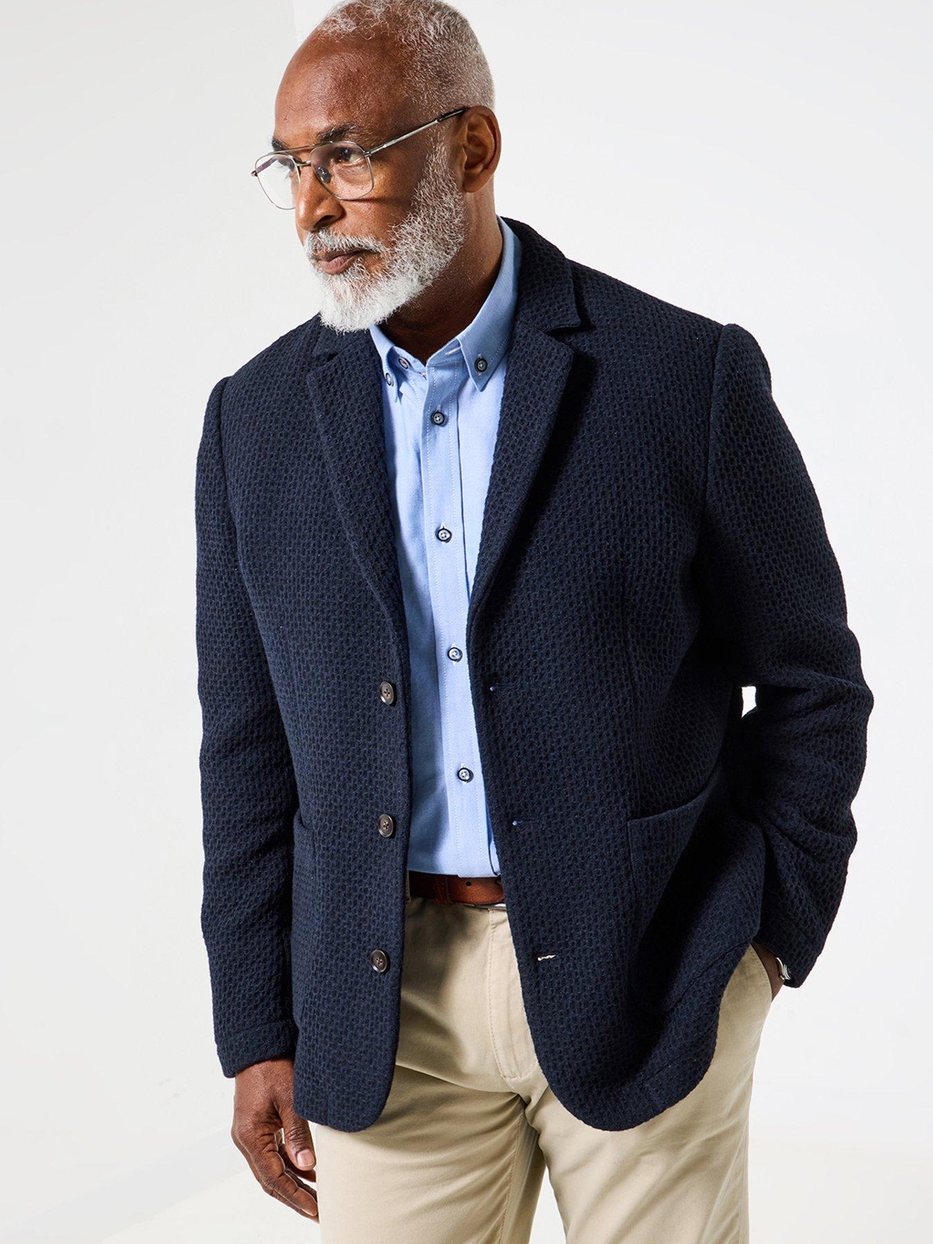 undefined Unlined Waffle Textured Blazer - Navy